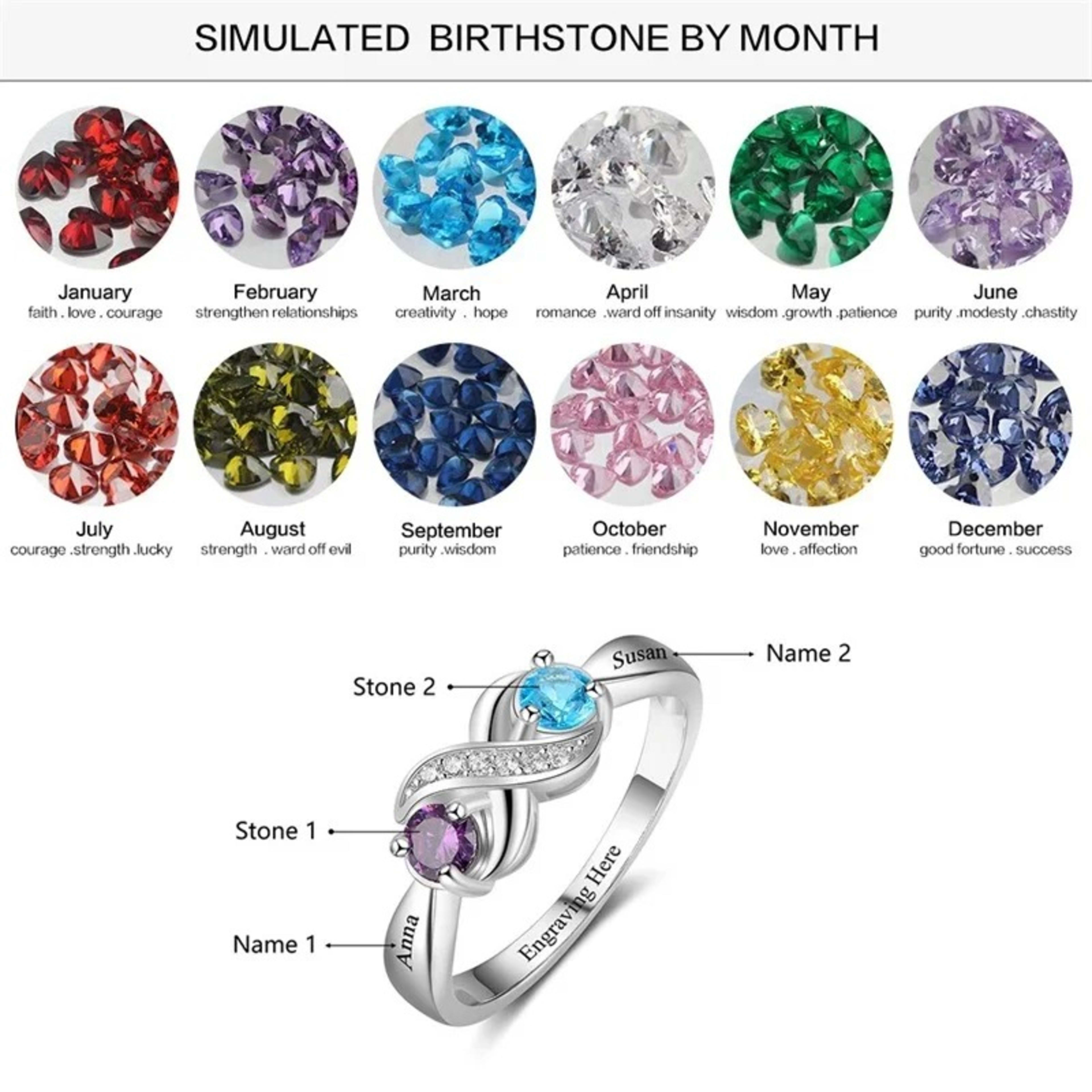12th Birthday Stone Love Heart Ring Female 6