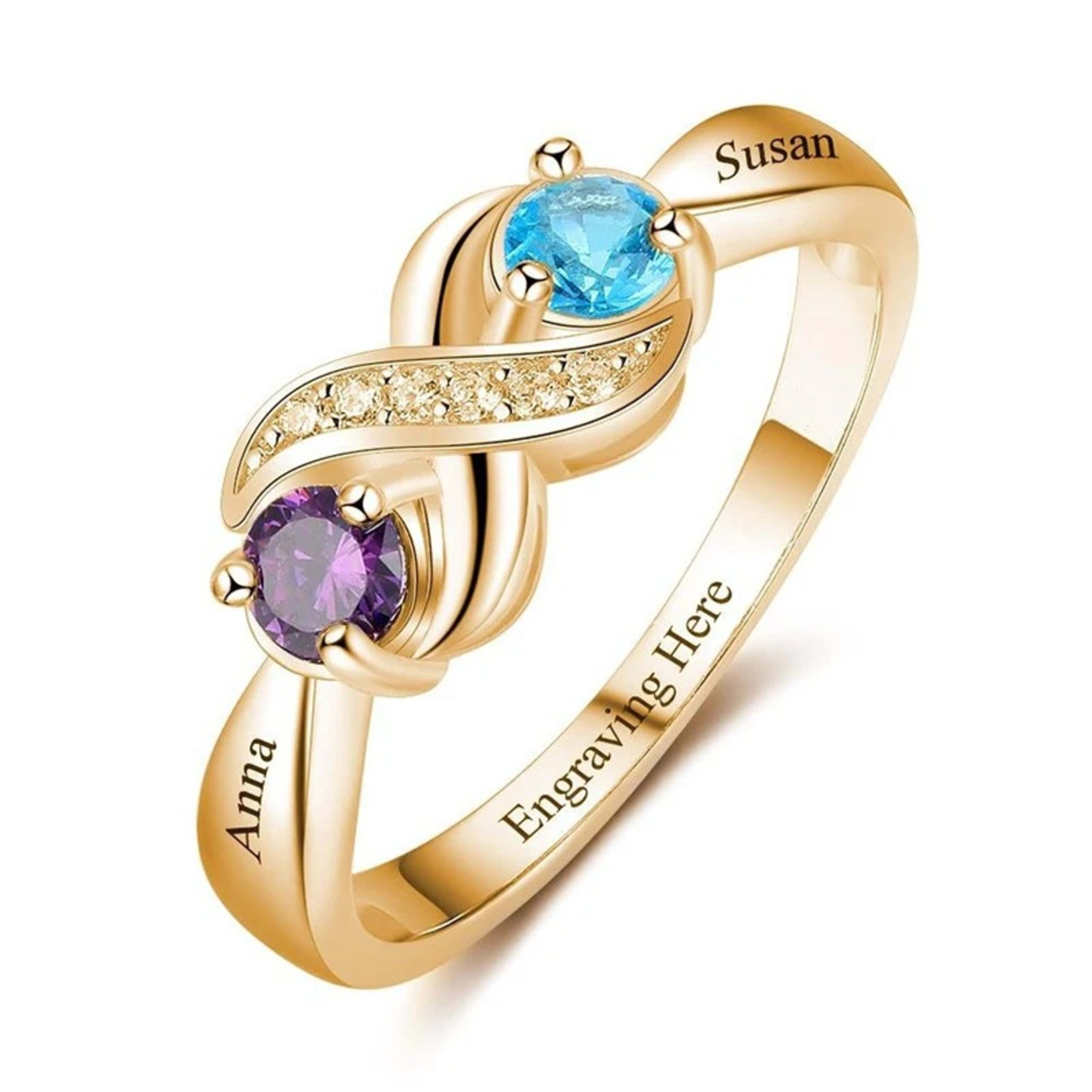 12th Birthday Stone Love Heart Ring Female 5