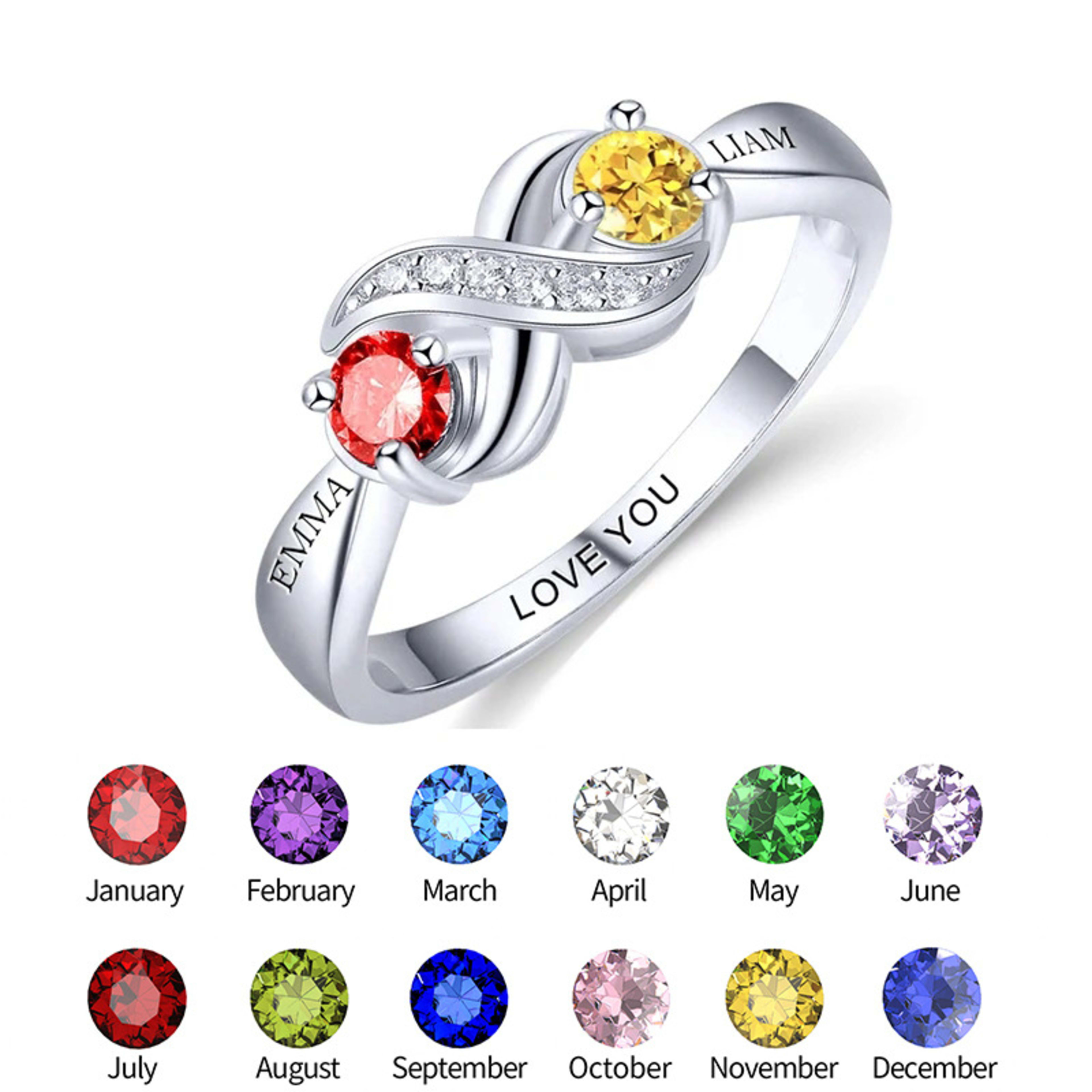 12th Birthday Stone Love Heart Ring Female 2