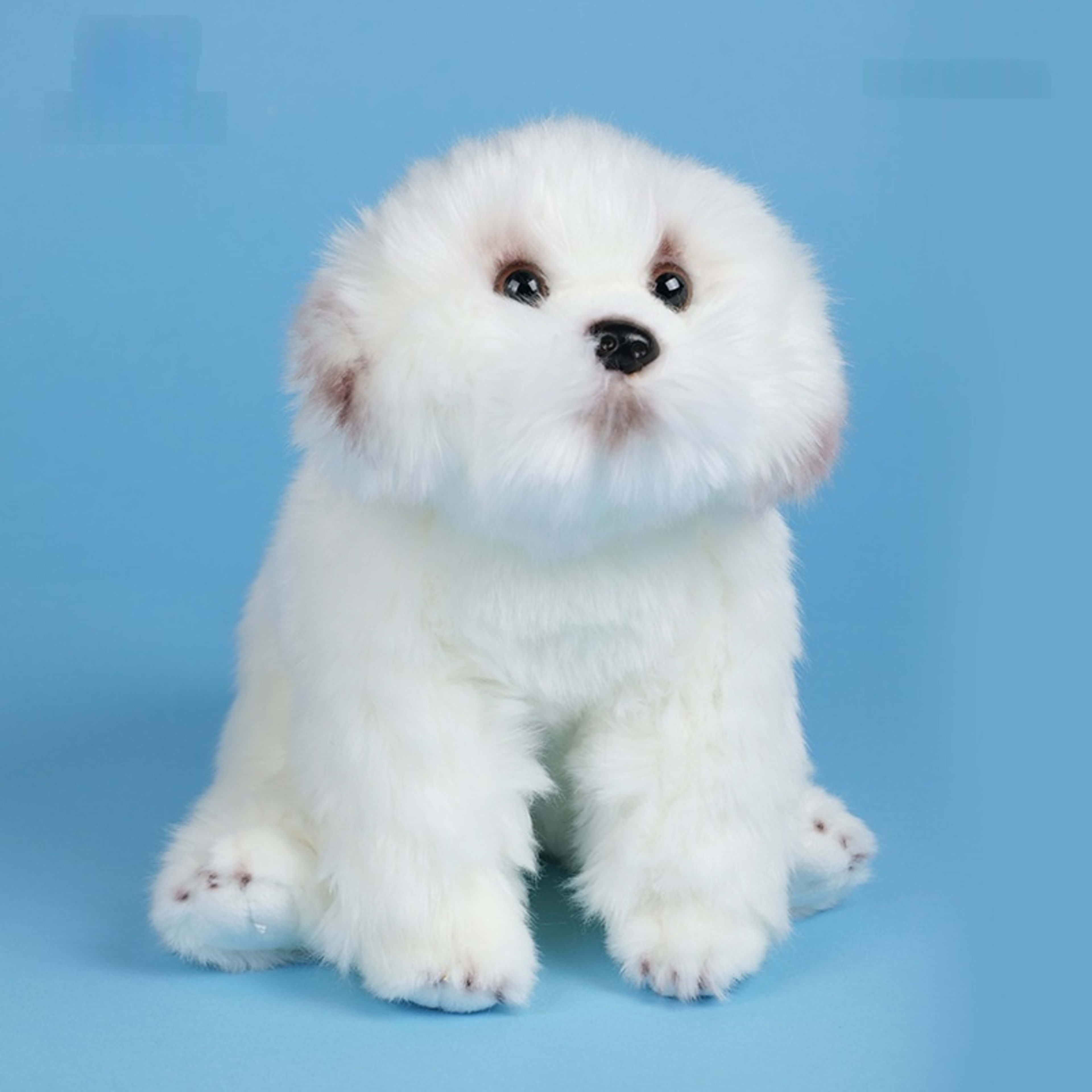 Toy White Dog Figurine Comfort Doll Birthday Gift