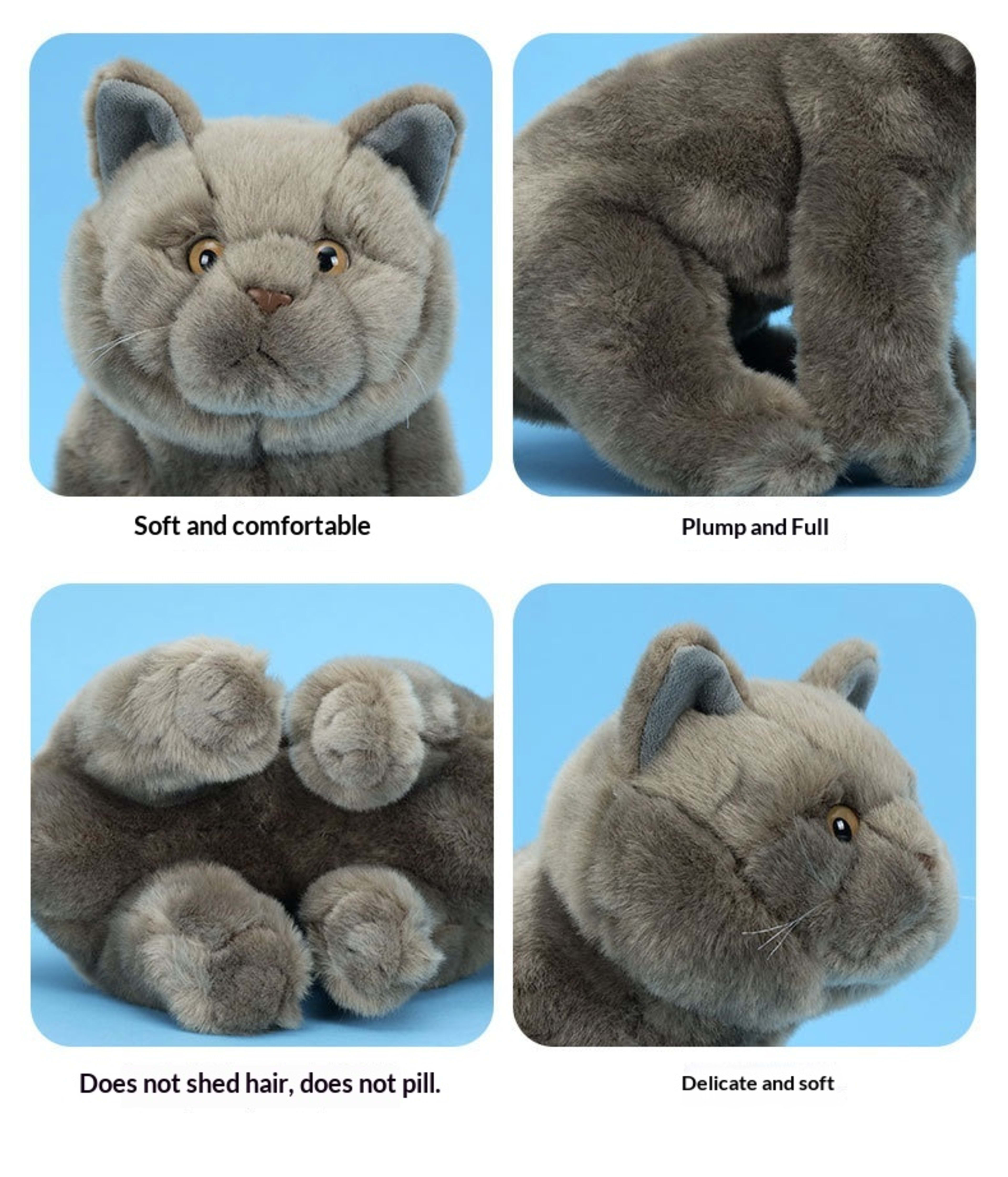 Simulation Blue Cat Plush Stuffed Animal Doll 4