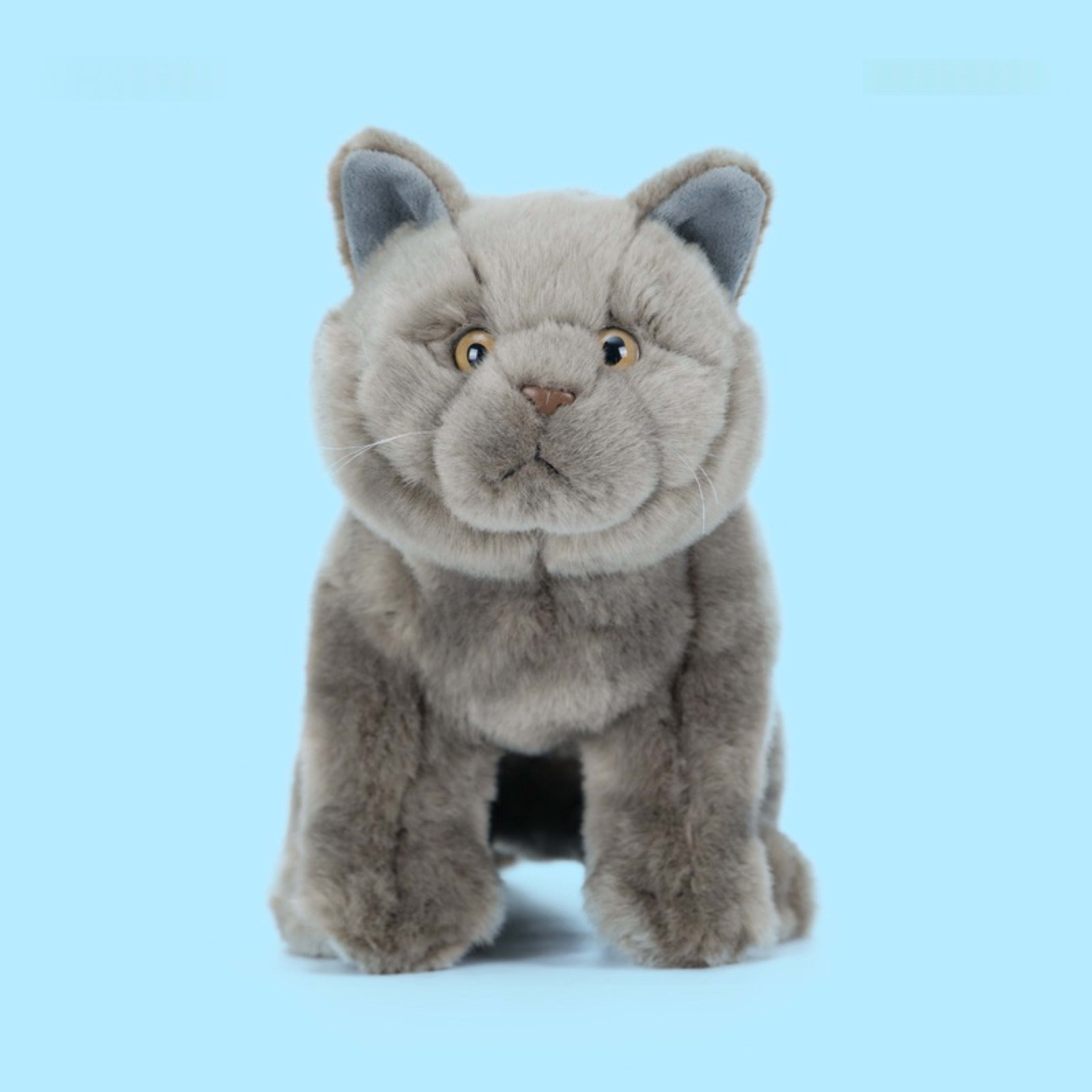 Simulation Blue Cat Plush Stuffed Animal Doll 6
