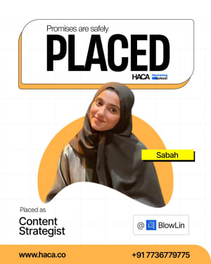 Marketing school placement student