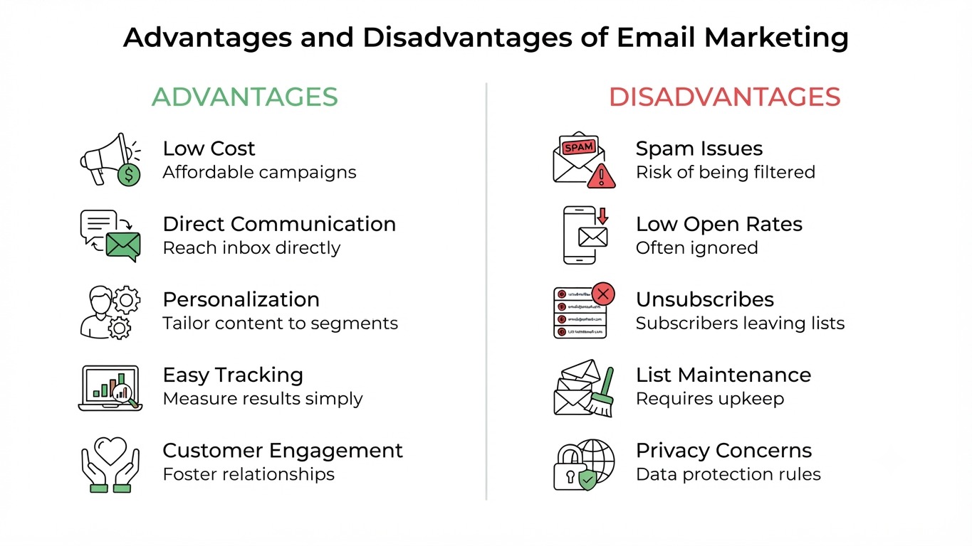 advantages and disadvantages of email marketing