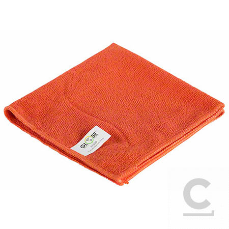 Globe™ 240 GSM Microfiber Cloth - 16" x 16", Orange