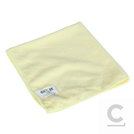 Globe™ 240 GSM Microfiber Cloth - 16" x 16", Yellow