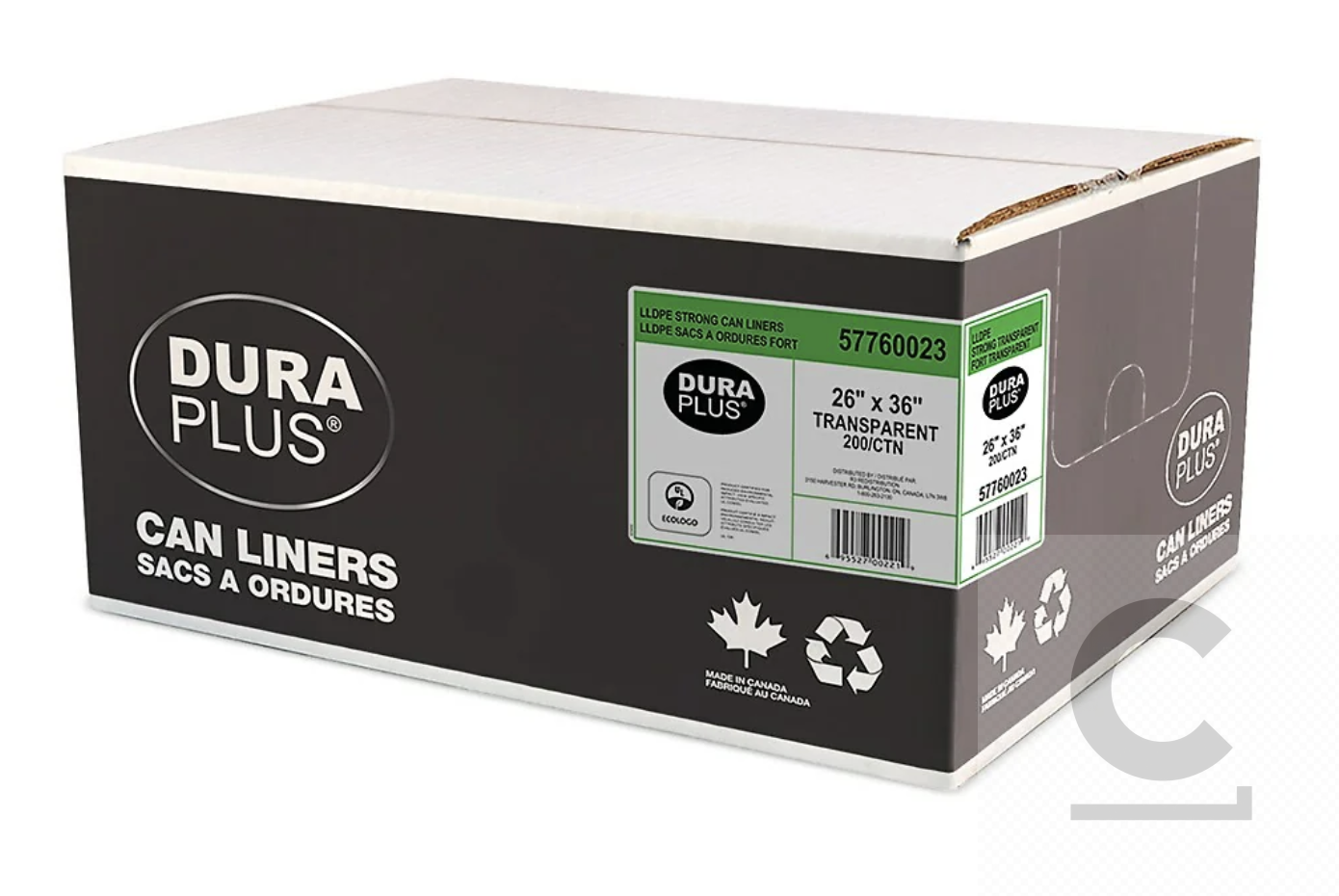 DuraPlus Can Liner - LLDPE - 26" x 36" - Strong - Transparent - 200 Pack