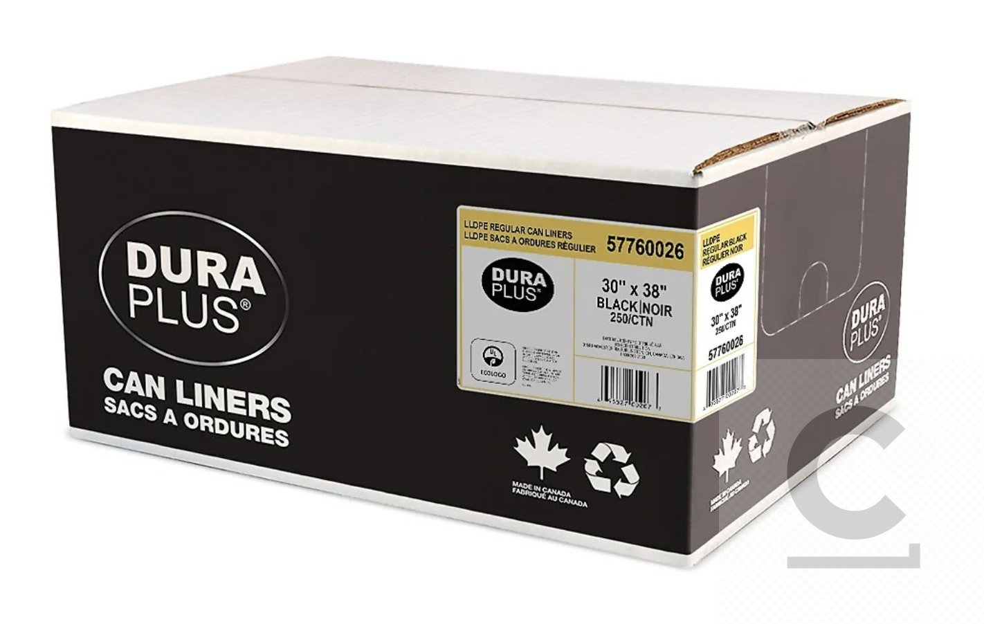 DuraPlus Can Liner - LLDPE - 30" x 38" - Regular - Black - 250 Pack