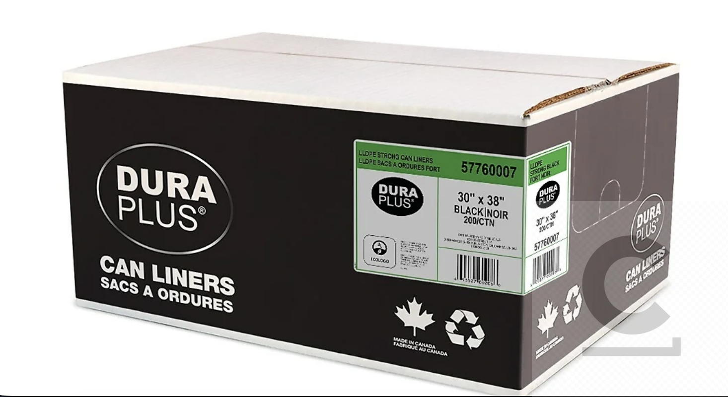 DuraPlus Can Liner - LLDPE - 30" x 38" - Strong - Black - 200 Pack