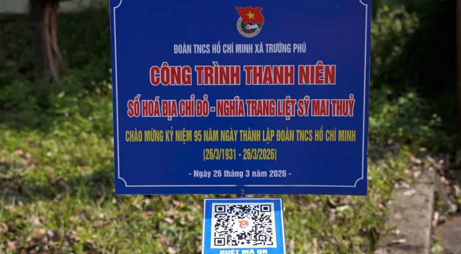 Khánh thành công trình thanh niên “Số hóa địa chỉ đỏ - Nghĩa trang Liệt sỹ Mai Thủy” - Ảnh: H.T