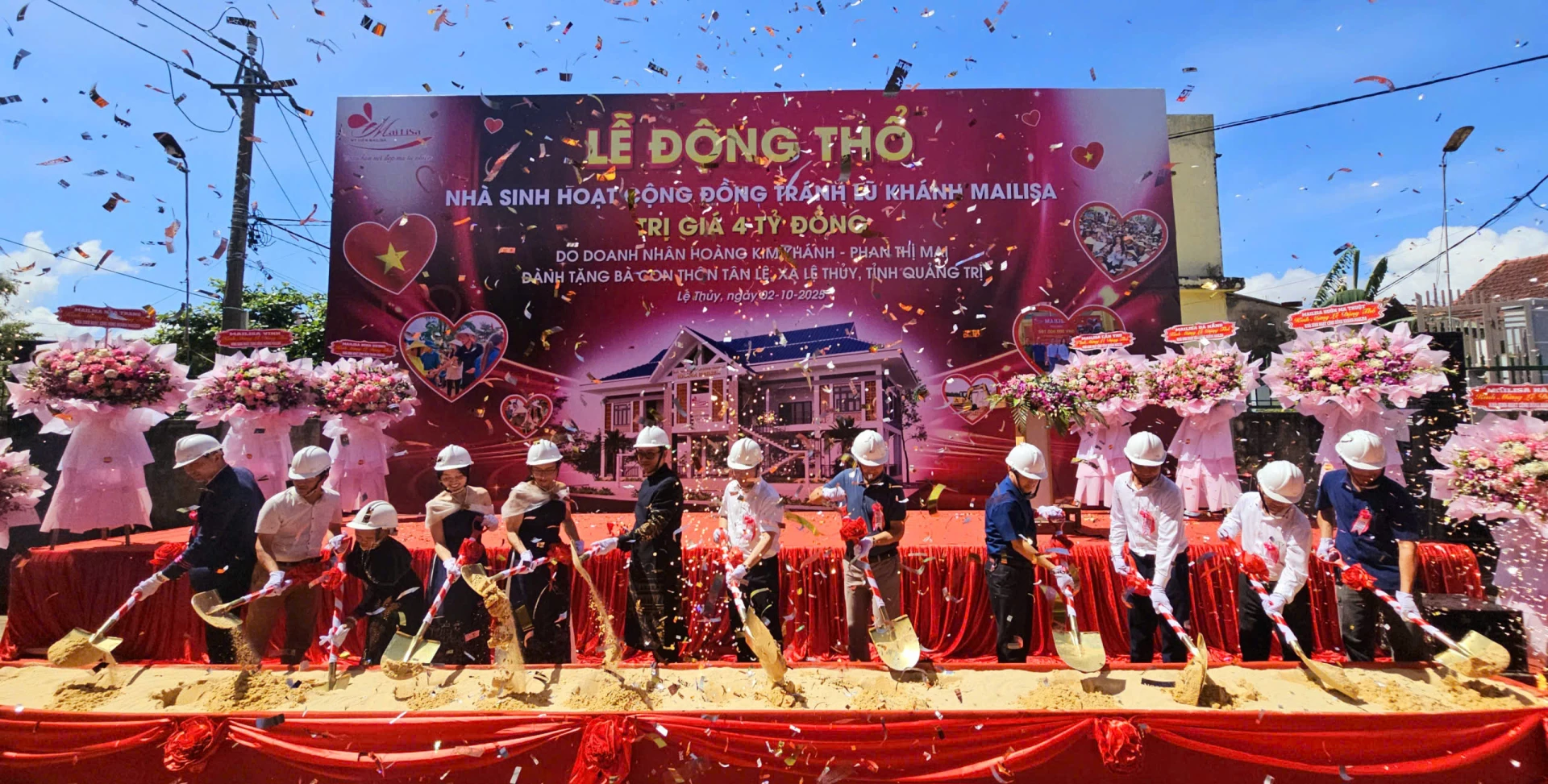 Khởi công xây dựng nhà sinh hoạt cộng đồng tránh lũ Khánh Mailisa tại thôn Tân Lệ, xã Lệ Thủy - Ảnh: N.H