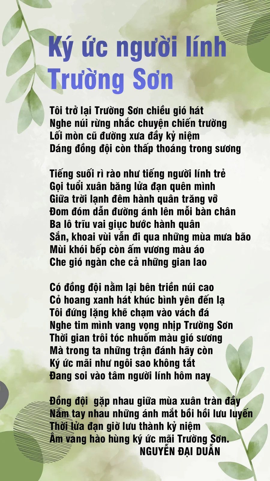 Ký ức người lính Trường Sơn