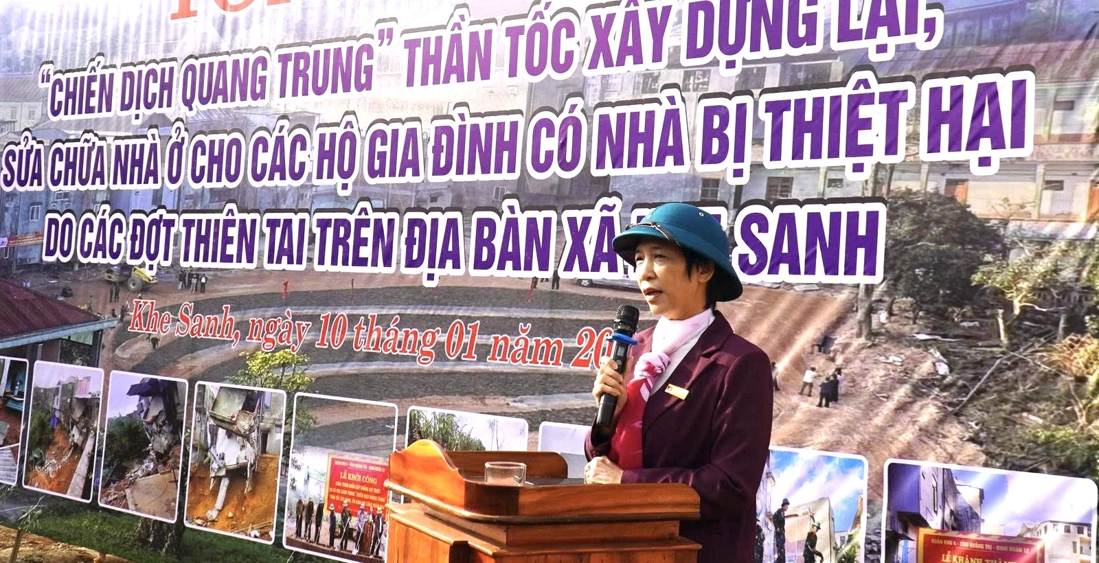 Lãnh đạo xã Khe Sanh bày tỏ lòng tri ân sâu sắc tới các sở, ban ngành và lực lượng vũ trang đã chung tay hỗ trợ địa phương vượt qua khó khăn - Ảnh: Hoàng Hùng
