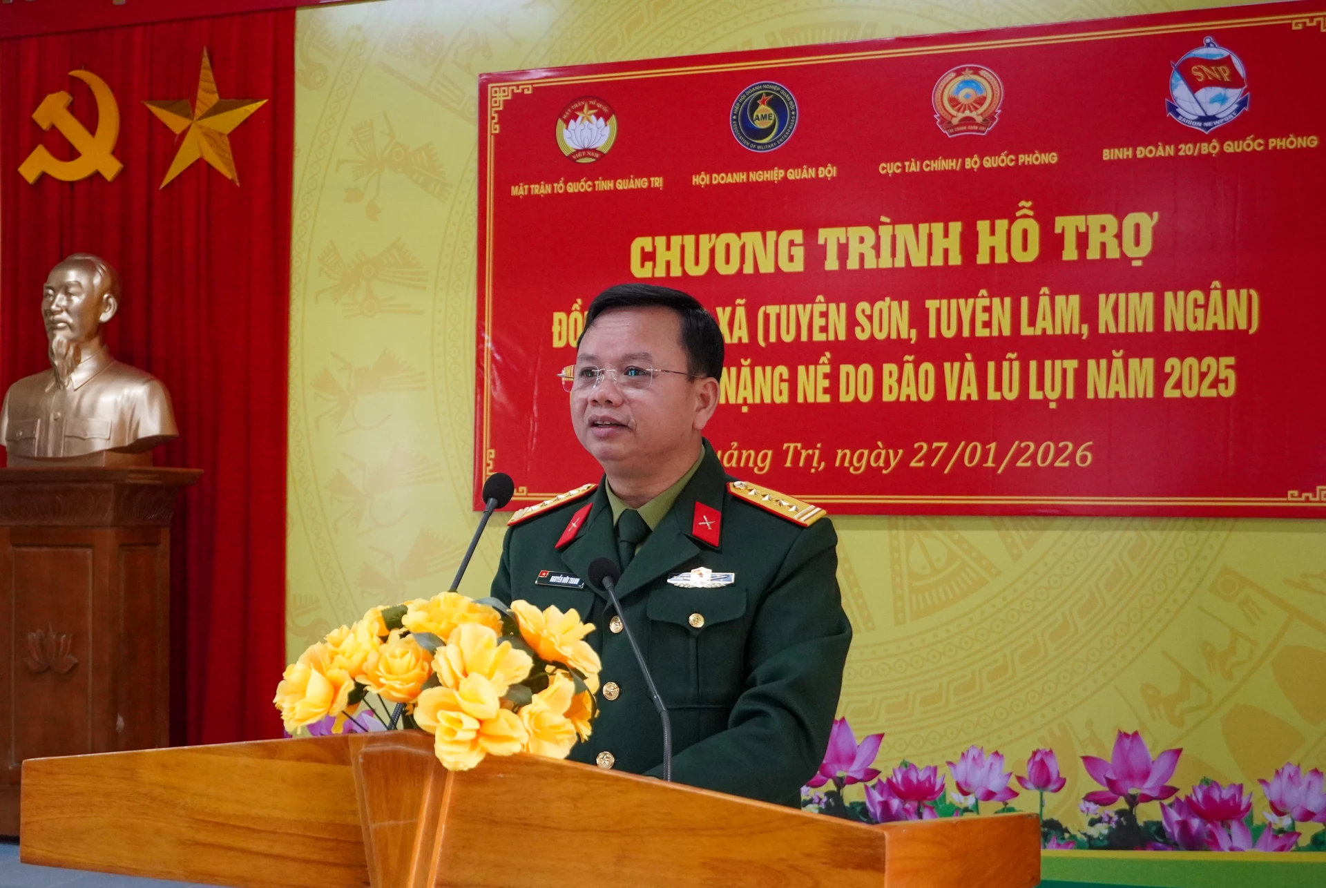 Đại diện lãnh đạo Hiệp hội Doanh nghiệp Quân đội phát biểu tại chương trình - Ảnh: N.H