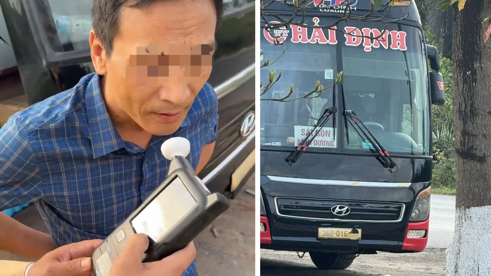 Hình ảnh tài xế P.B.T bị phát hiện điều khiển xe khách khi không có giấy phép lái xe và vi phạm nồng độ cồn nghiêm trọng. - Ảnh: L.T