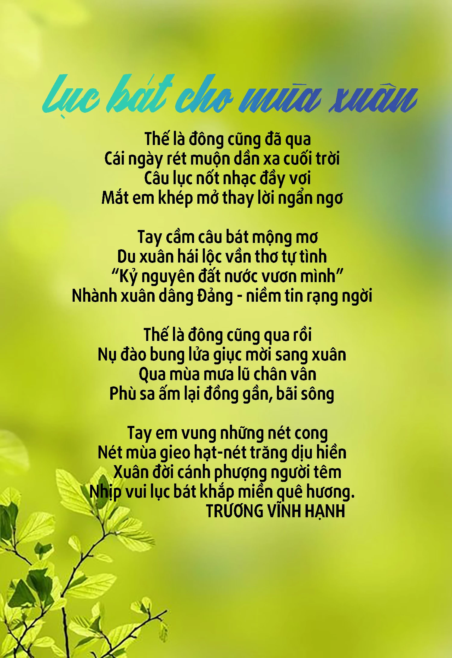 Lục bát cho mùa xuân Lục bát cho mùa xuân