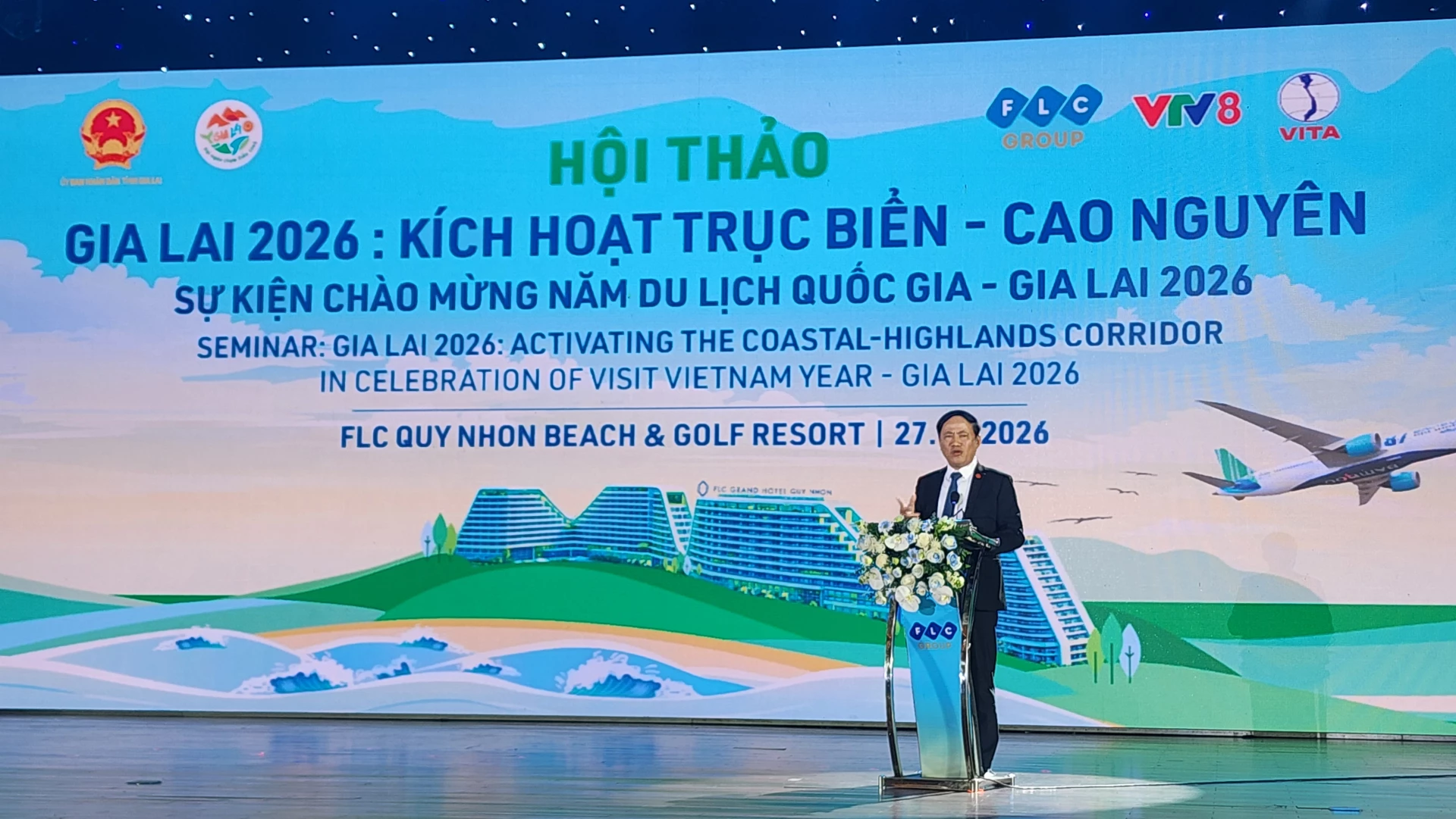 Chủ tịch UBND tỉnh Gia Lai Phạm Anh Tuấn phát biểu khai mạc hội thảo, mở ra những định hướng phát triển mới - Ảnh: Tạ Hưng