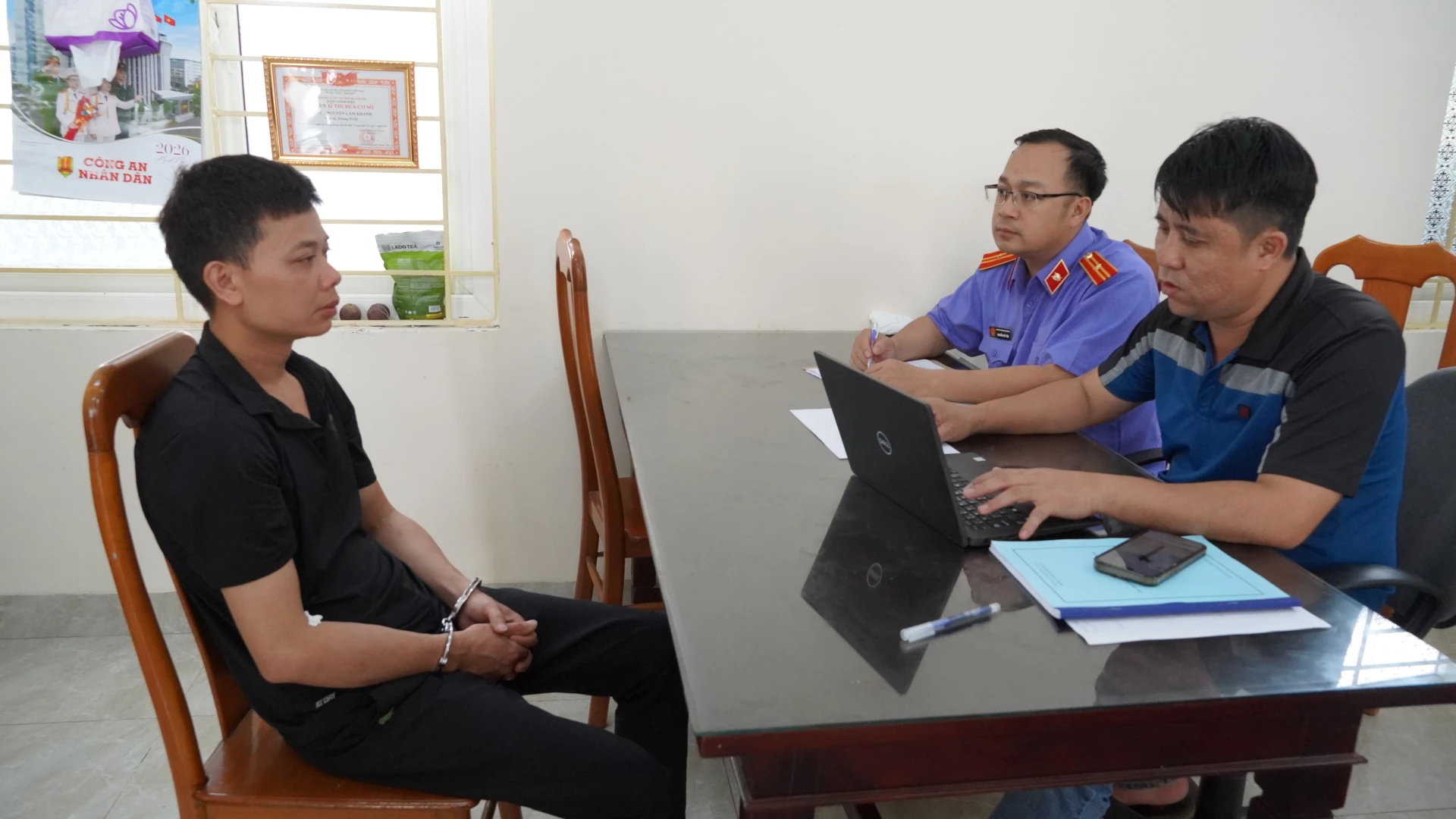 Đối tượng Nguyễn Ngọc Đạo tại cơ quan Công an. 