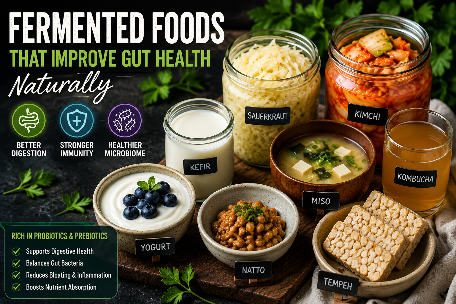 Fermented foods that improve gut microbiome health naturally