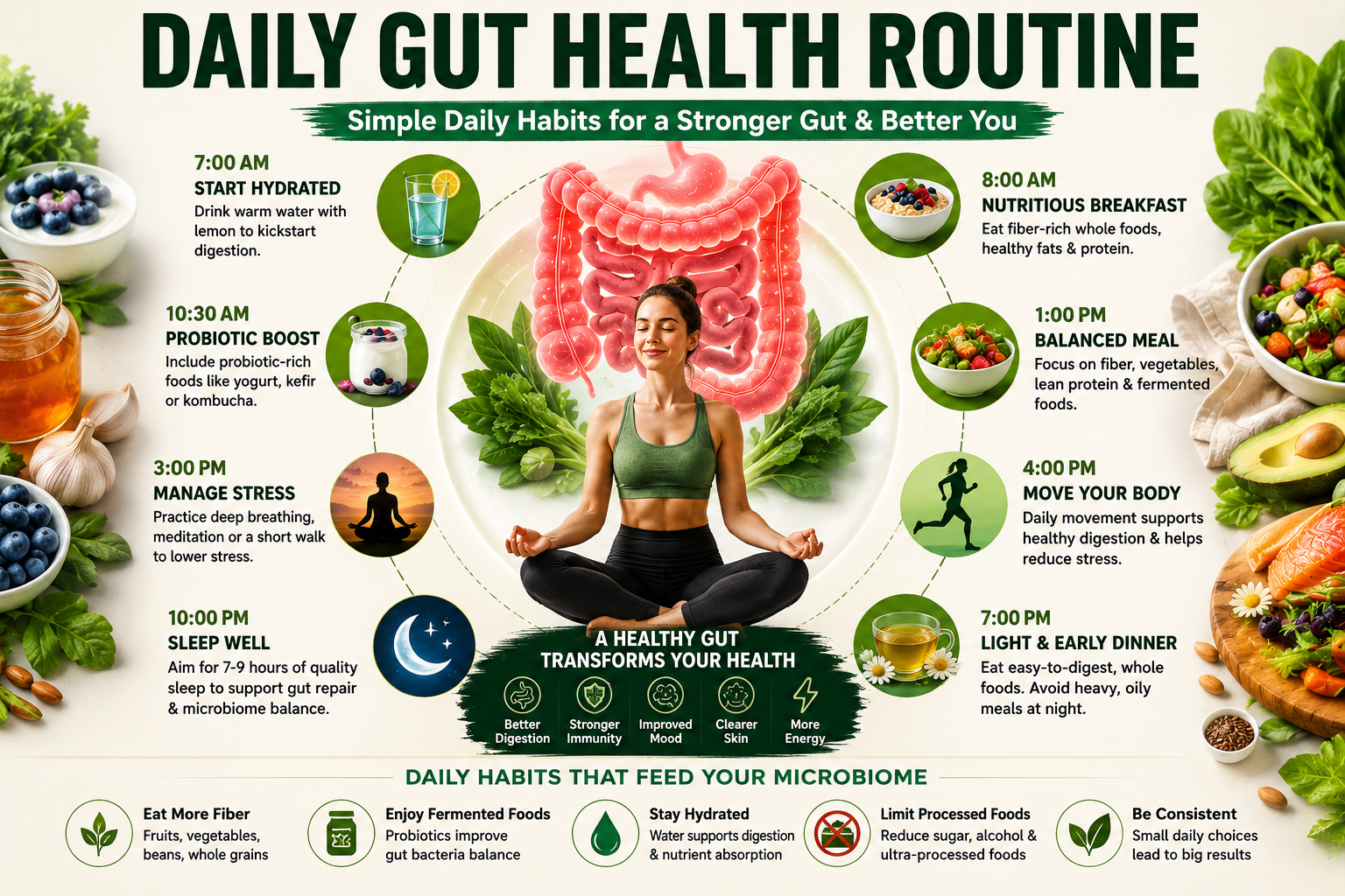 Daily routine for improving gut health naturally