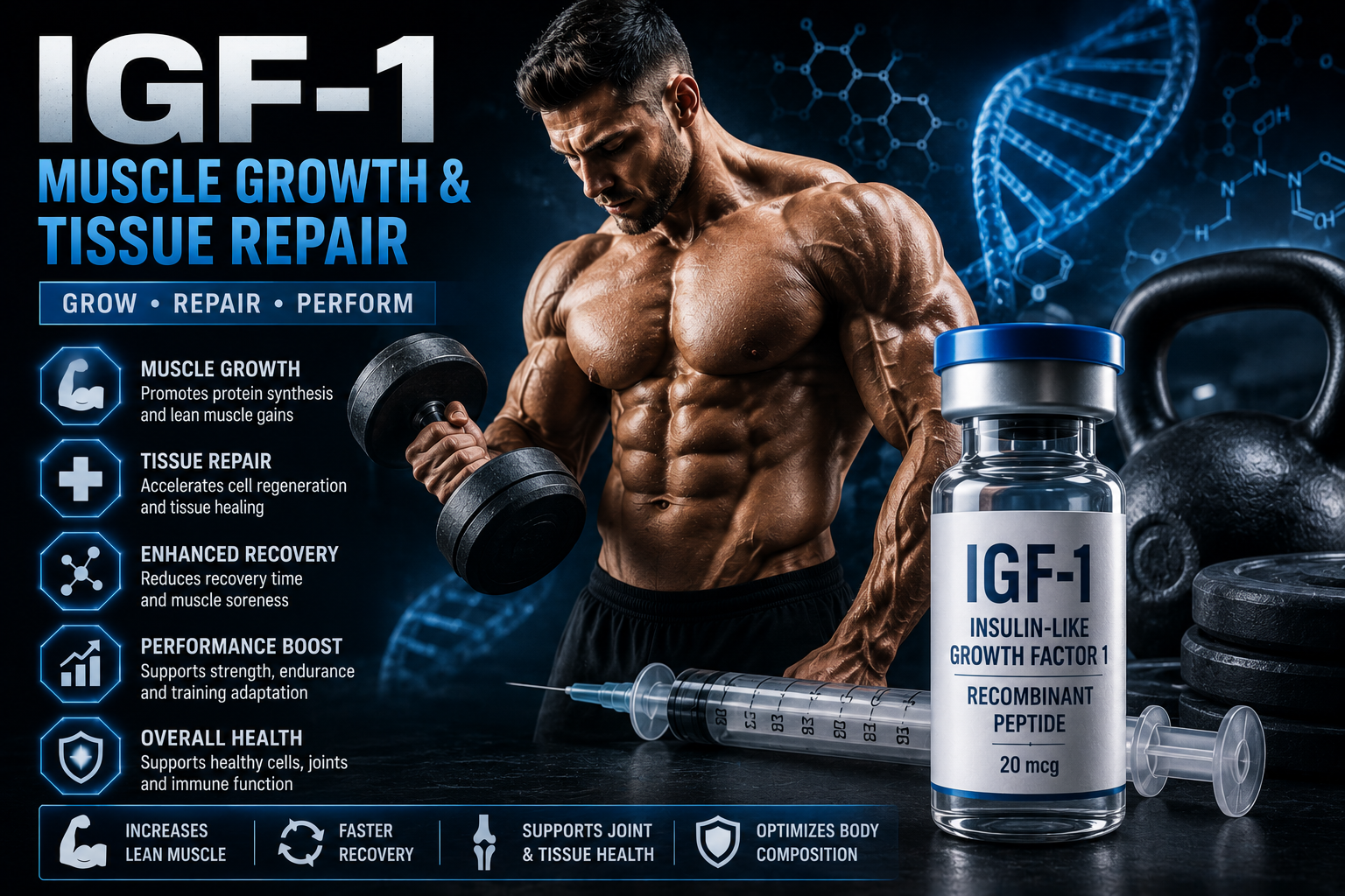 IGF-1 muscle growth and tissue repair