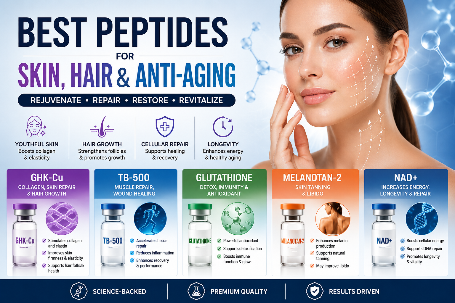 Best peptides for skin hair growth collagen production and anti aging benefits