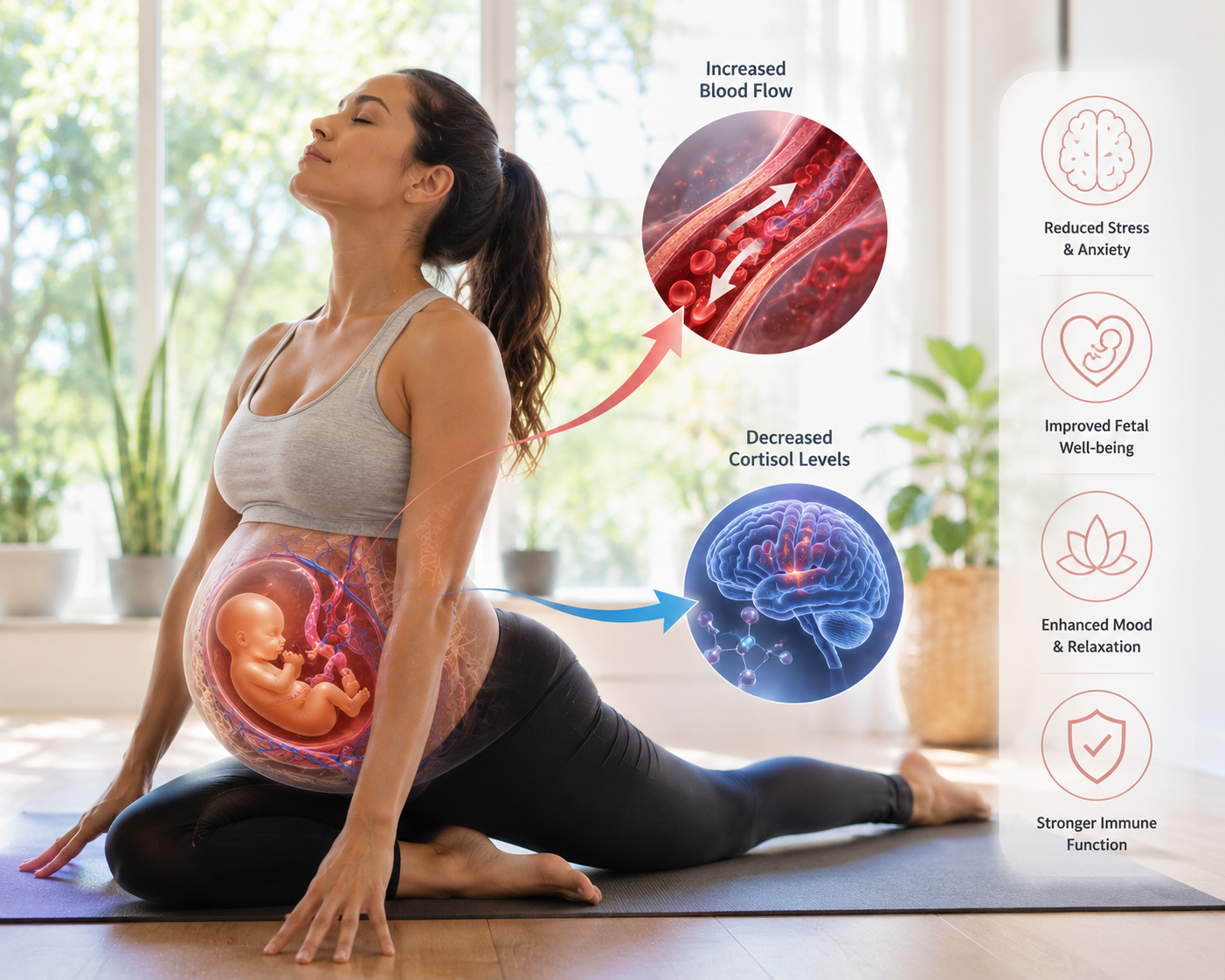 Safe prenatal exercise maternal stress reduction fetal development