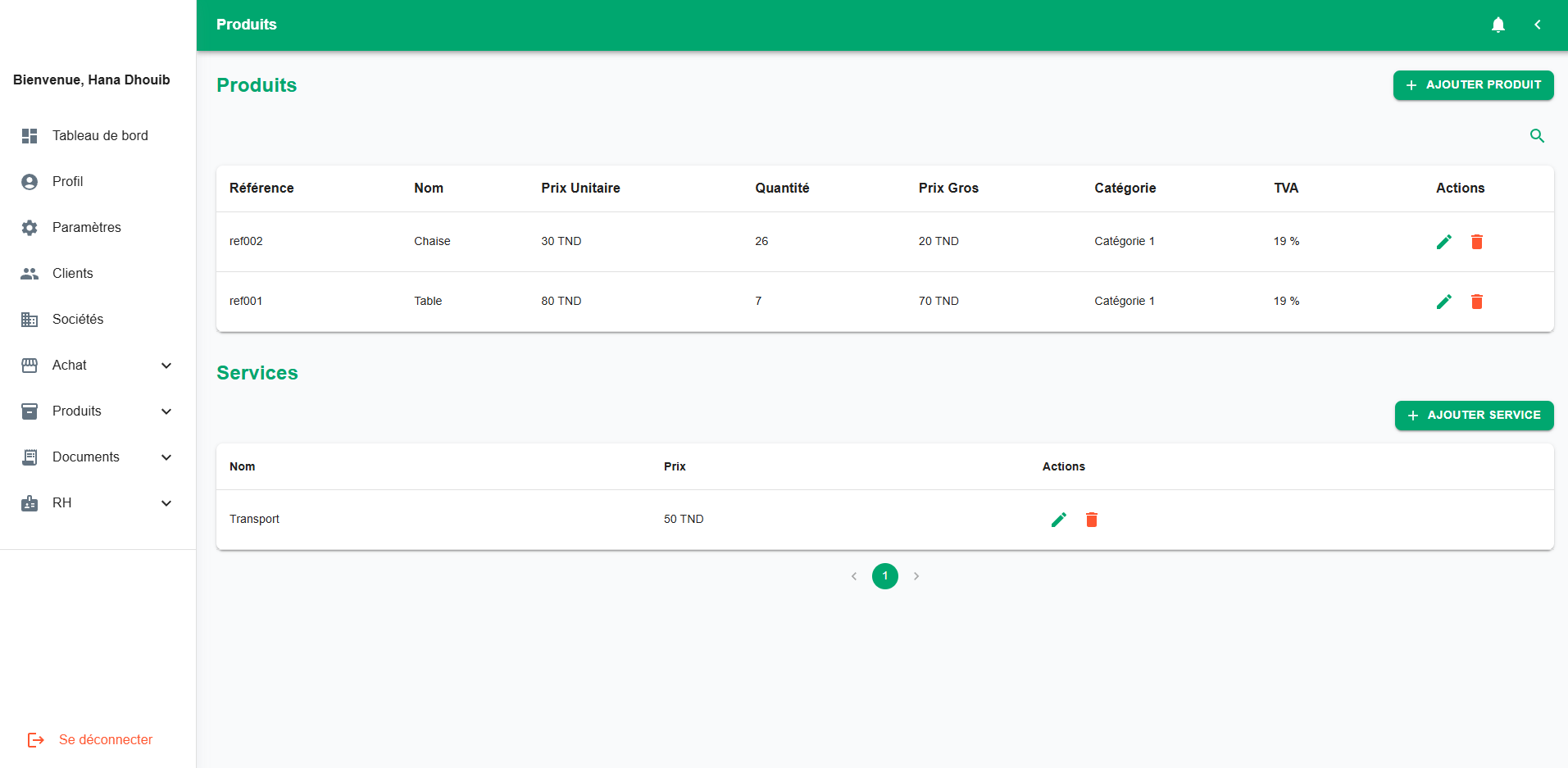 Gestion des produits