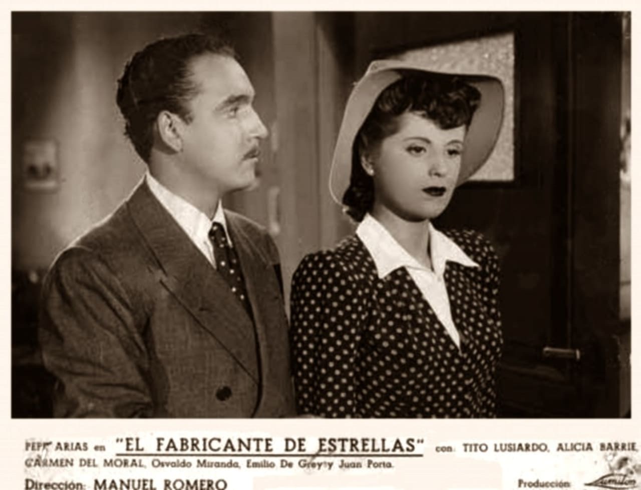 Osvaldo Miranda y Carmen del Moral en El fabricante de estrellas (1943)