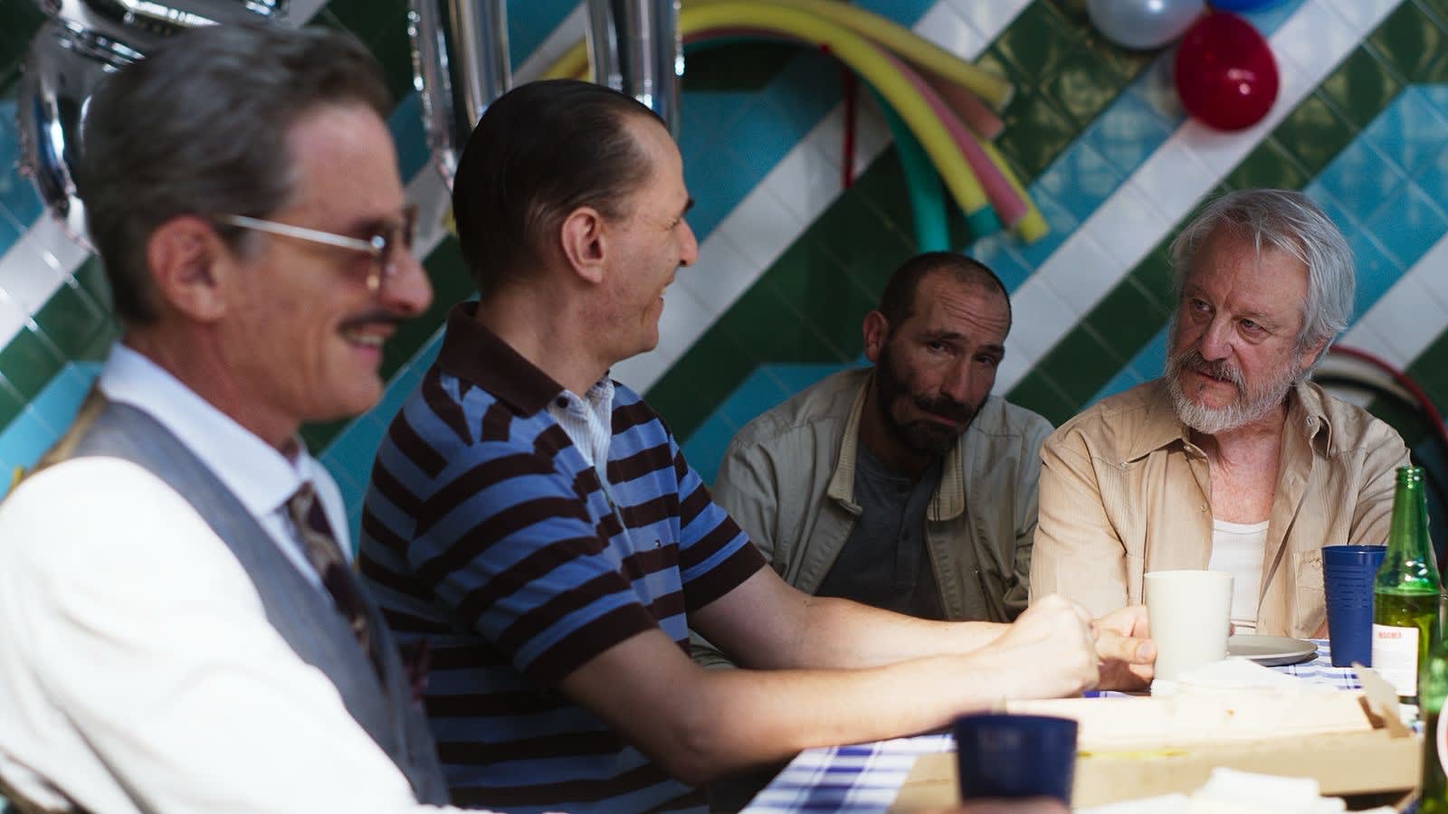 Rafael Ferro, Lautaro Delgado Tymruk, Damián Canduci y Jorge Marrale en La casaca de Dios (2026)