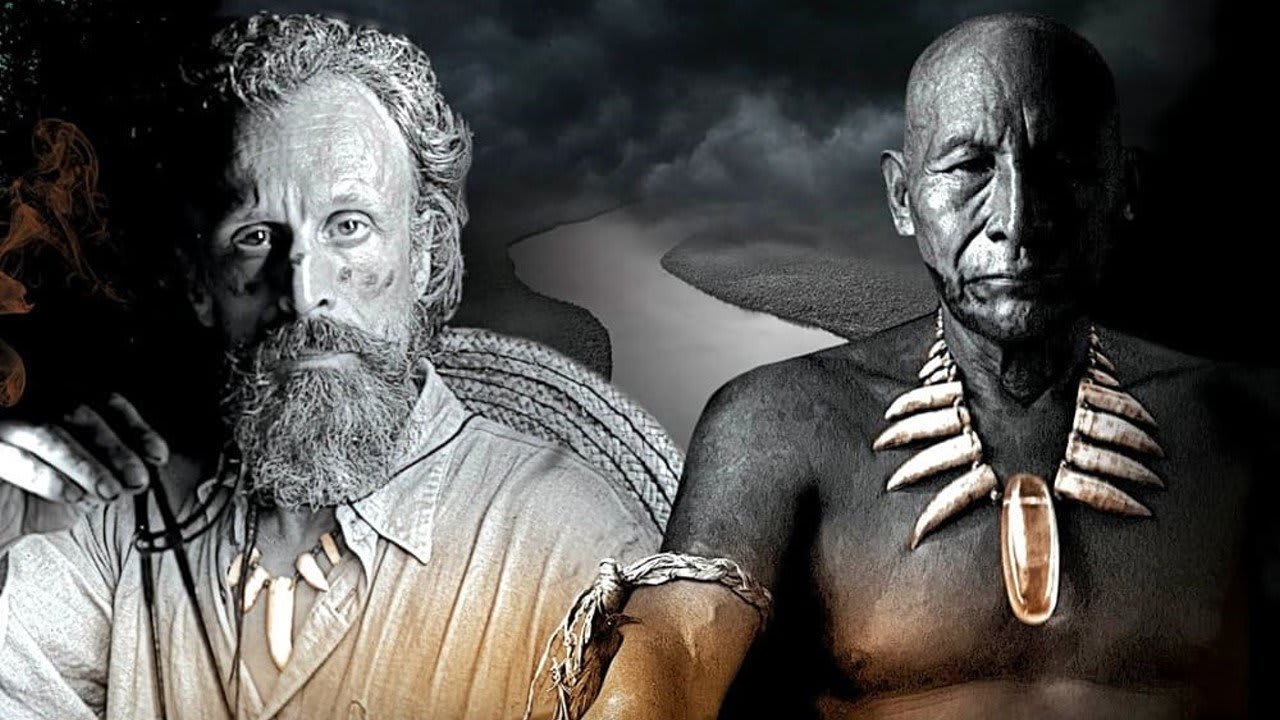 Jan Bijvoet y Tafillama - Antonio Bolívar Salvador en foto promocional de El abrazo de la serpiente (2016)