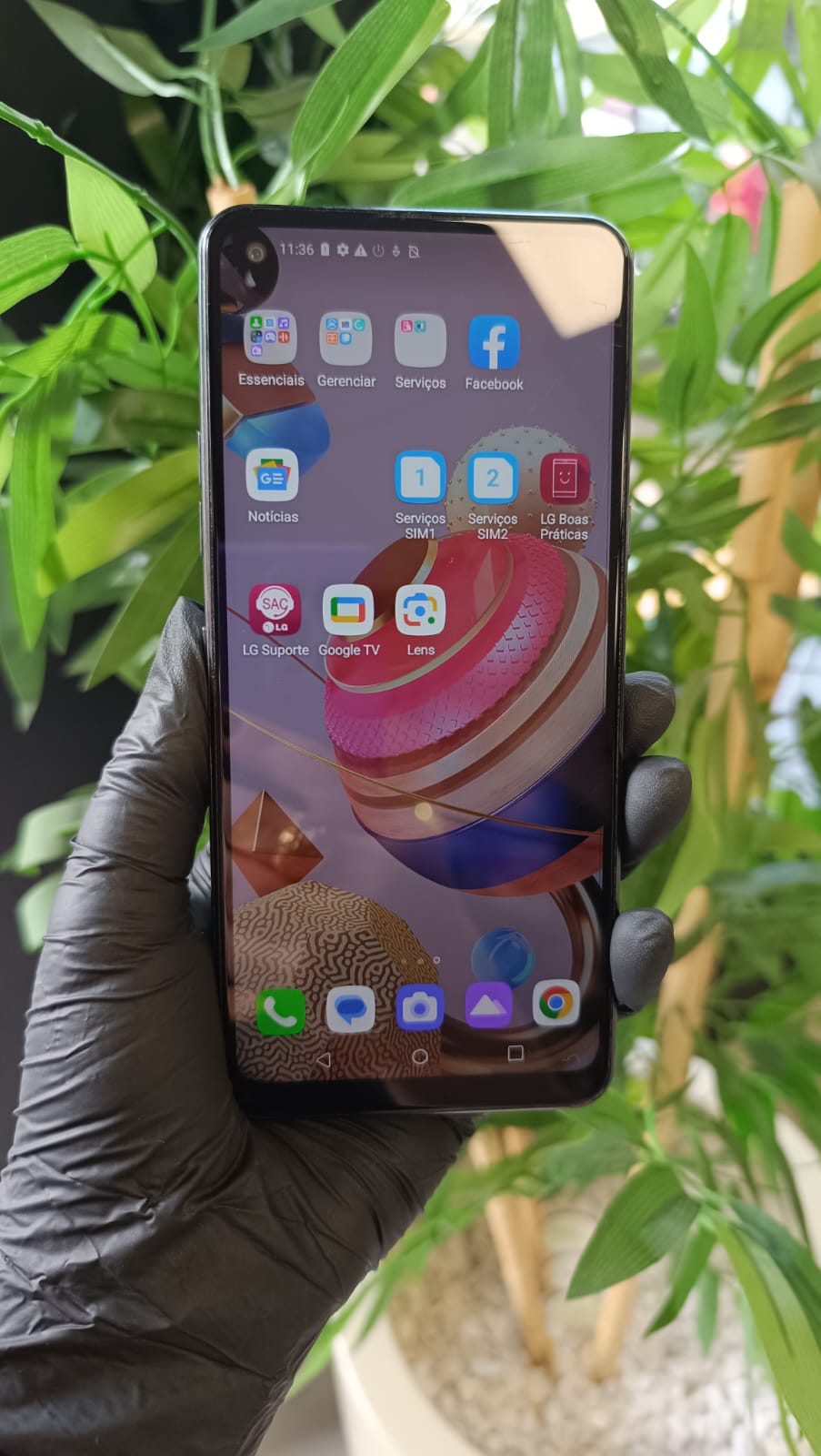 Smartphone LG K51 cinza 64GB usado