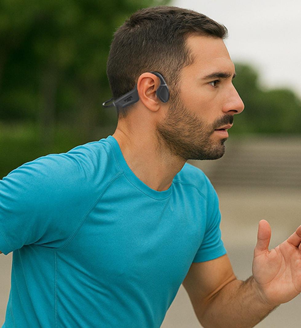 Fone de ouvido Bluetooth condução óssea esportivo HP-5 preto