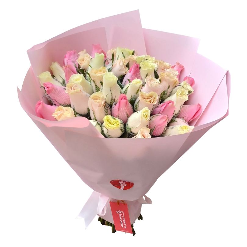 Ramo de rosas tonos rosados