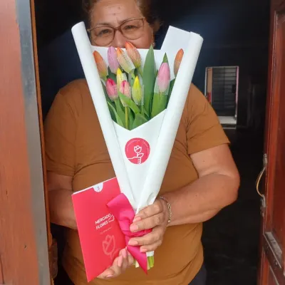 Luisa — Ramo Clásico de 10 Tulipanes Variados — Foto real de entrega