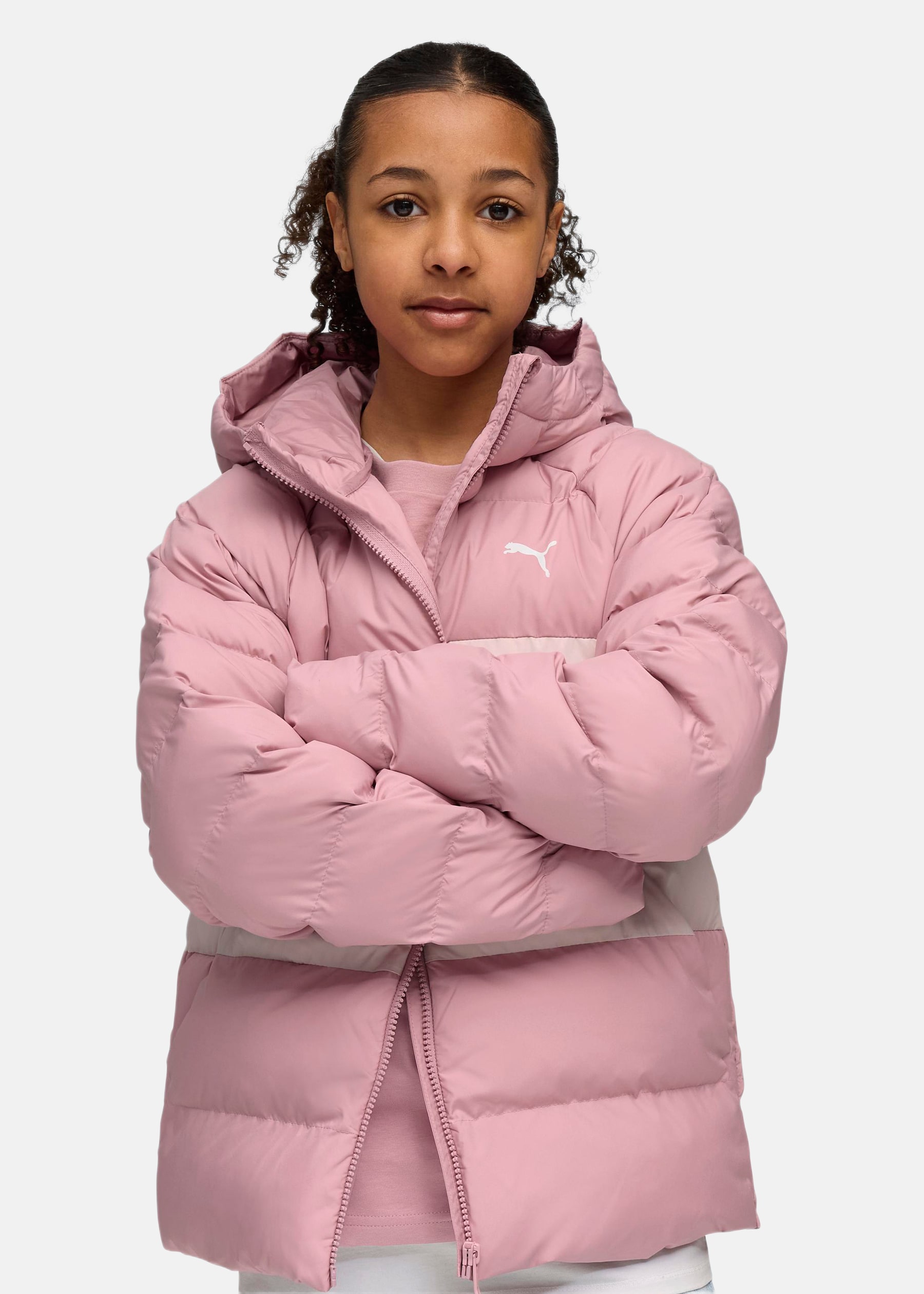 Synthetic Hooded Puffer Jacket