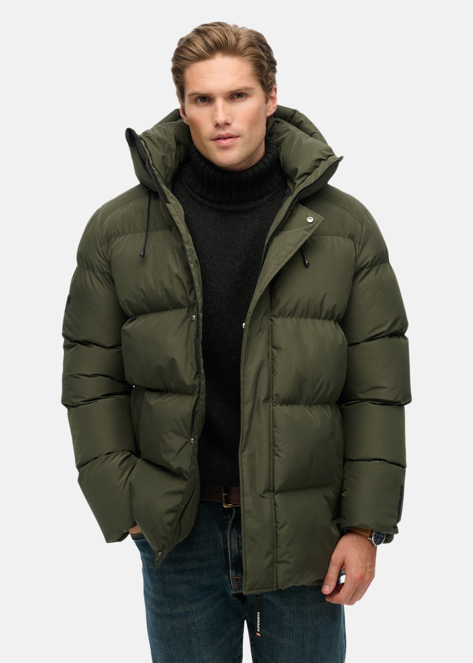 HOODED 5 BAFFLE SPORTS PUFFER