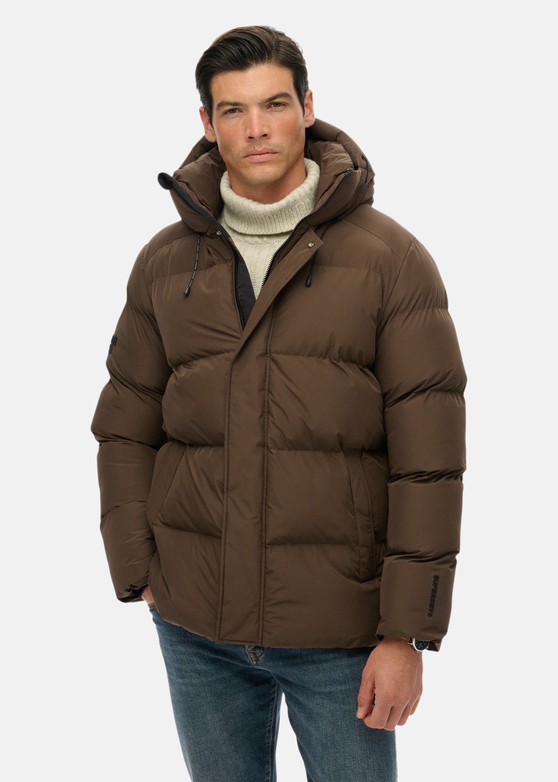 HOODED 5 BAFFLE SPORTS PUFFER