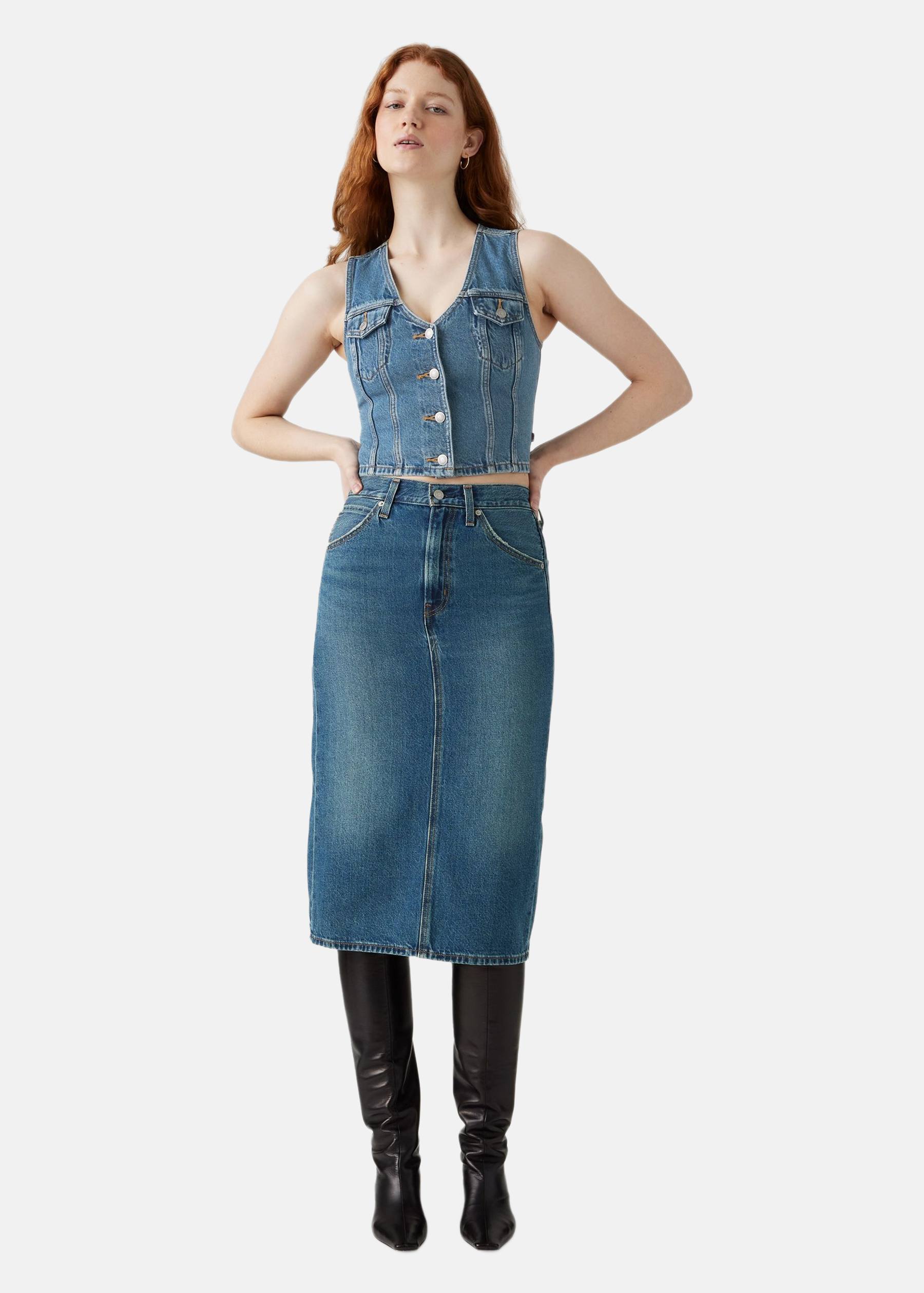 HR BACK SLIT SKIRT RIVETING CL