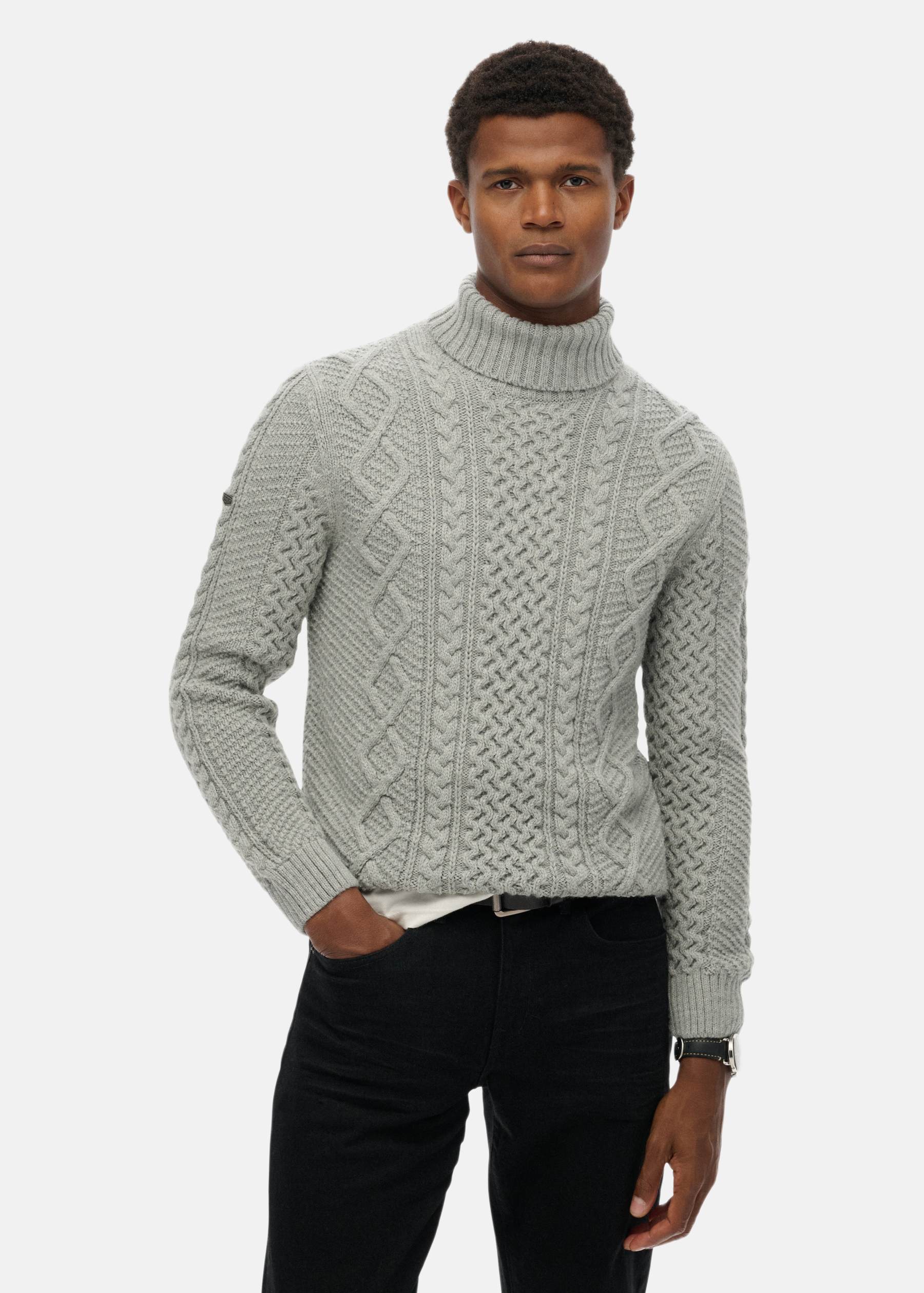 JACOB CABLE ROLL NECK JUMPER