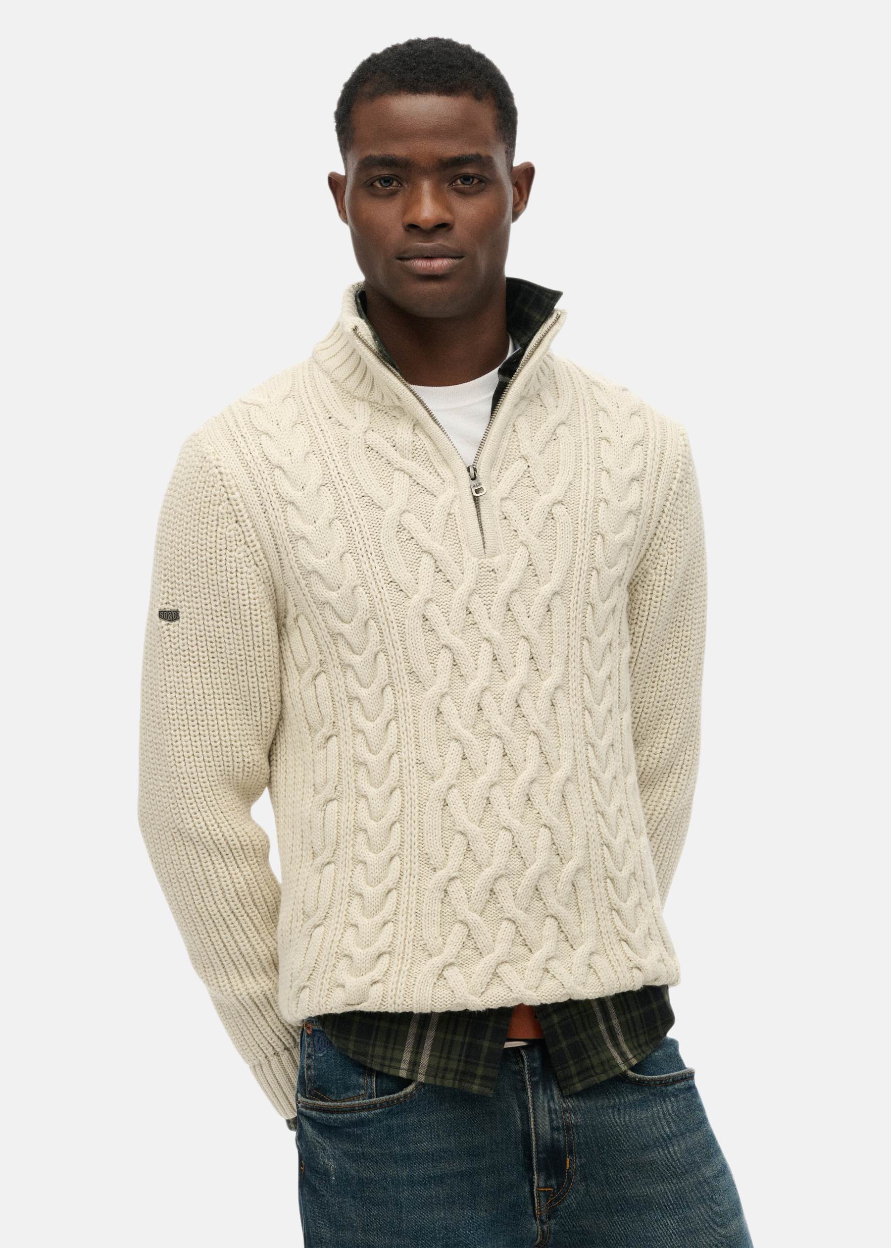 JACOB CABLE KNIT HALF ZIP