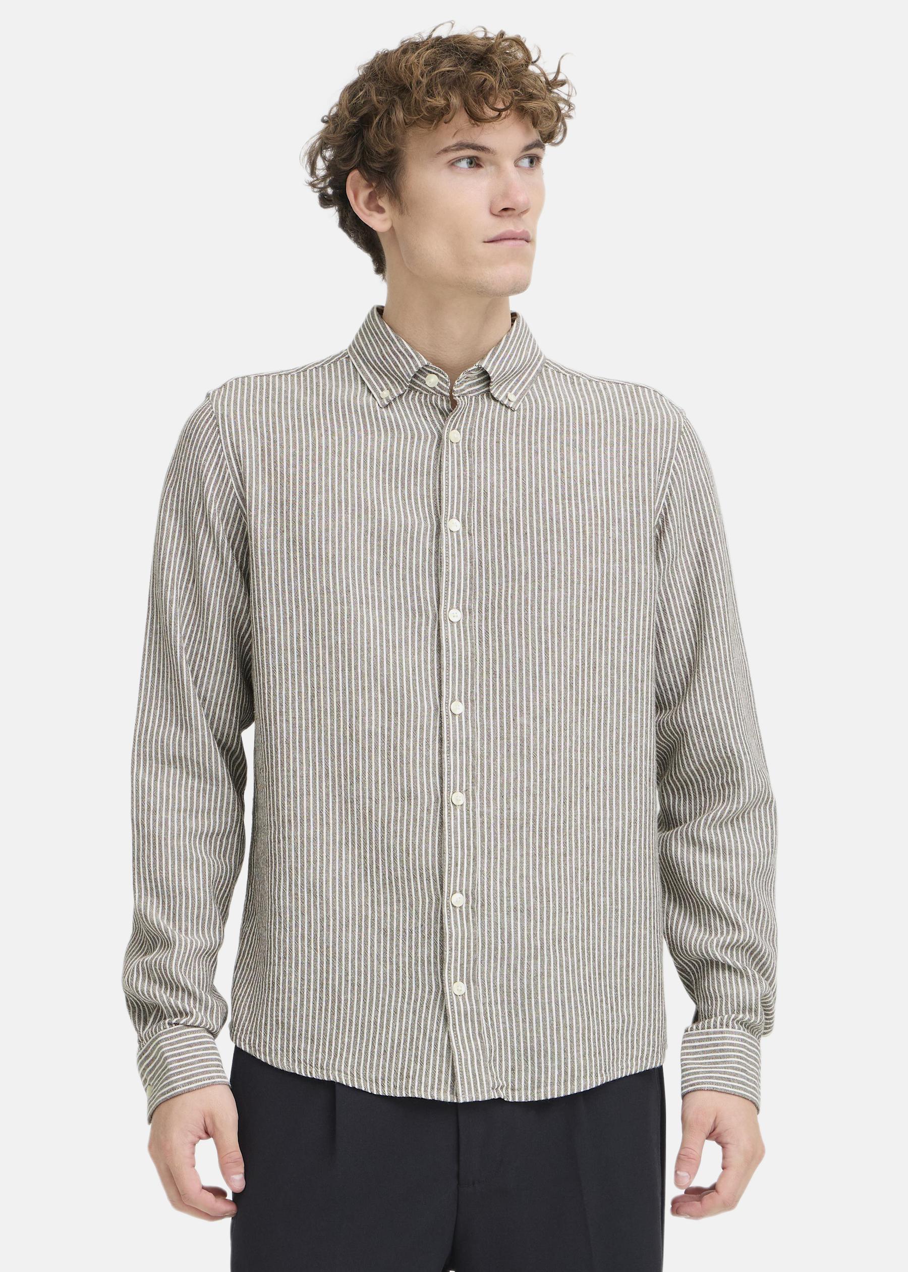CFHANES LINEN MIX LS SHIRT