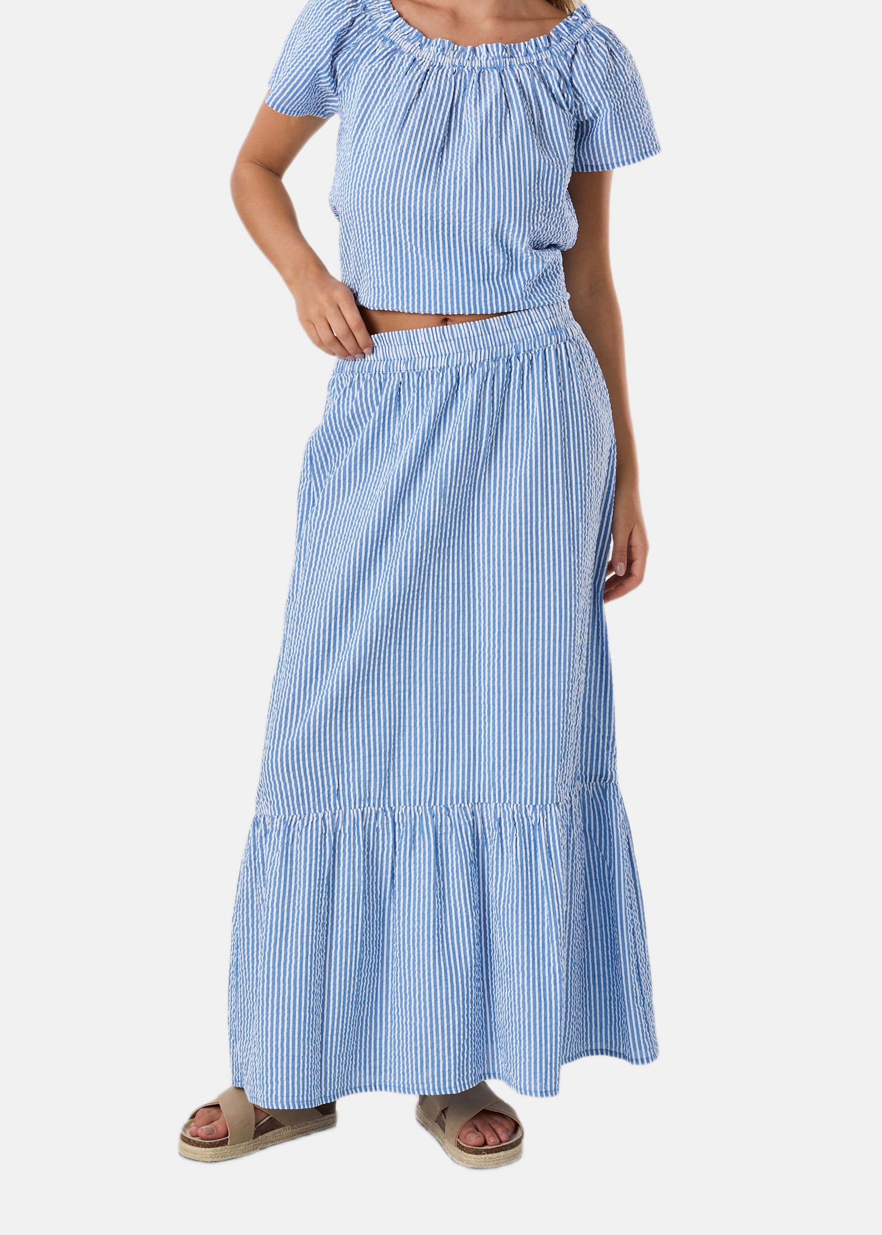 Marina Seersucker Long Skirt W