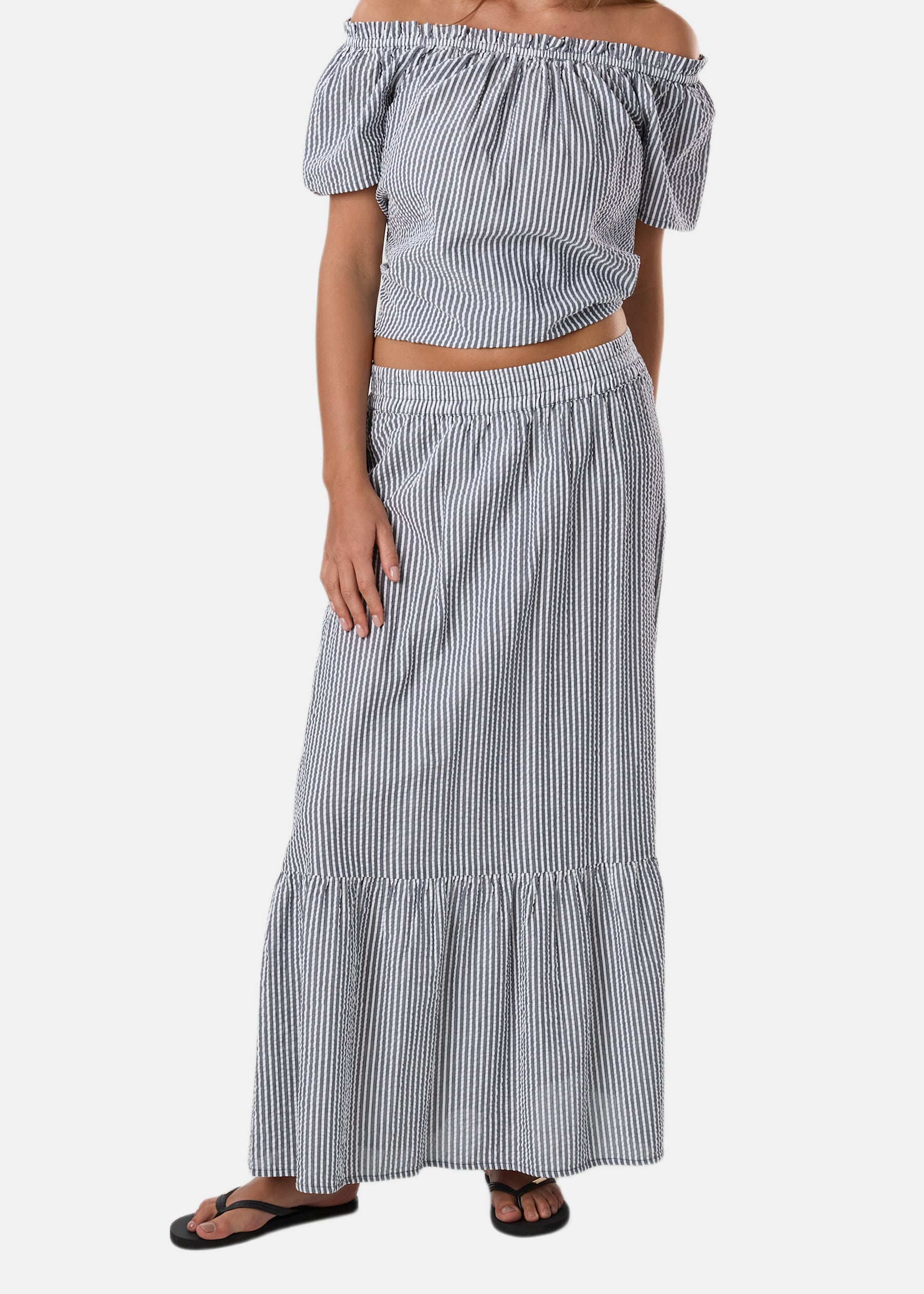 Marina Seersucker Long Skirt W