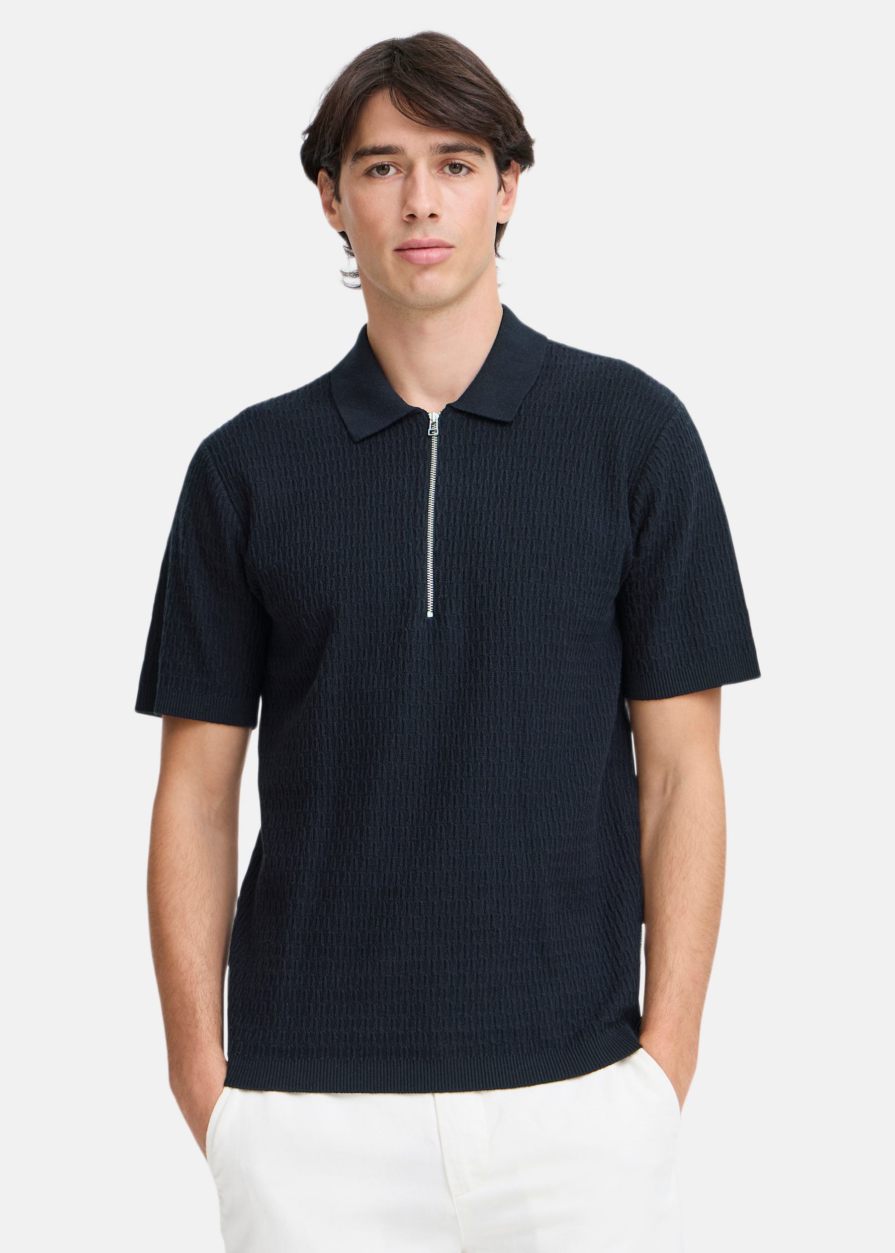 CFJOE SS structured polo knit