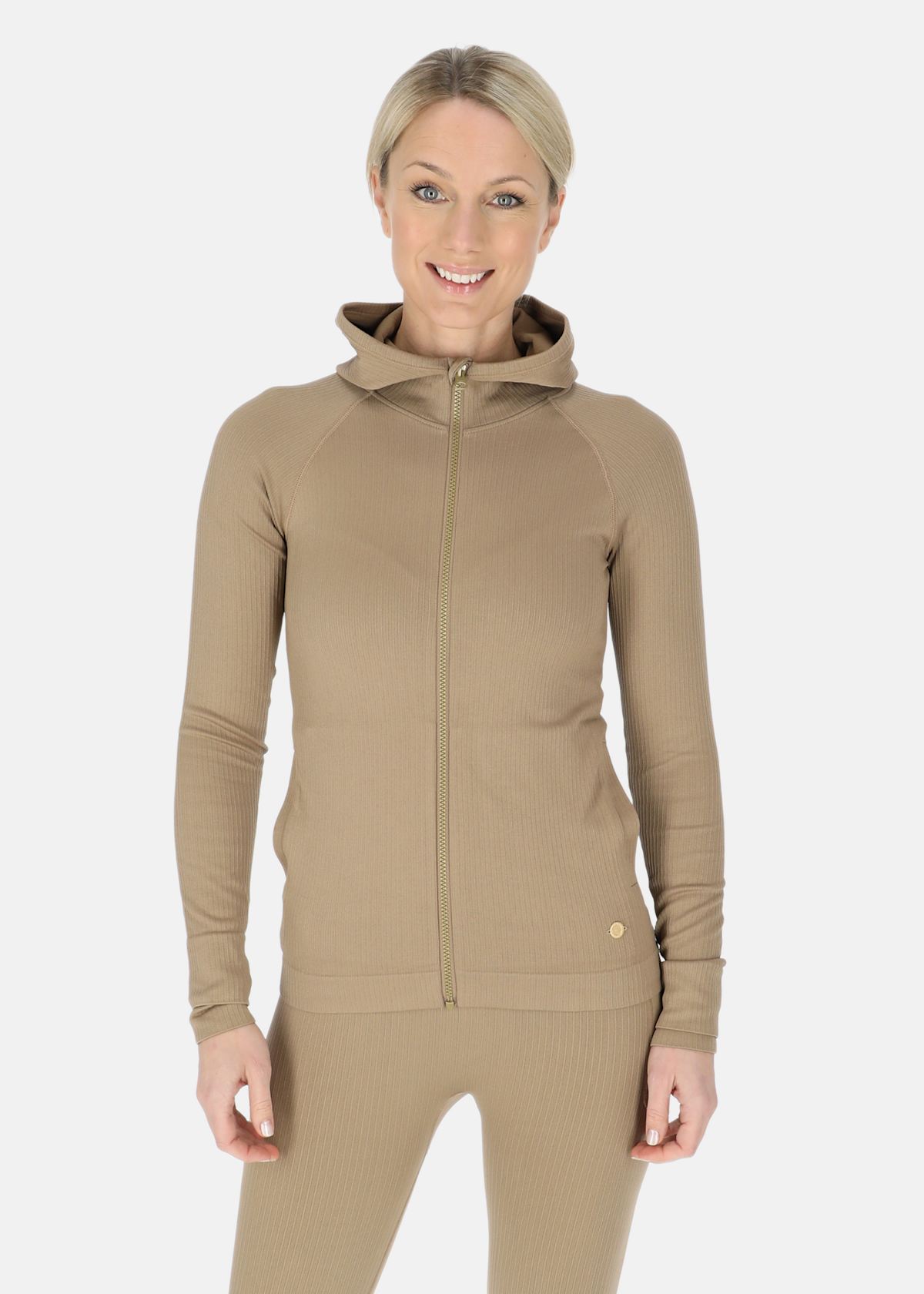 Ribbed Seamless Fullzip Hood W |  - sv-se - dam - klader - trojor - huvtrojor - zip-hoodies | Padelspecialisterna