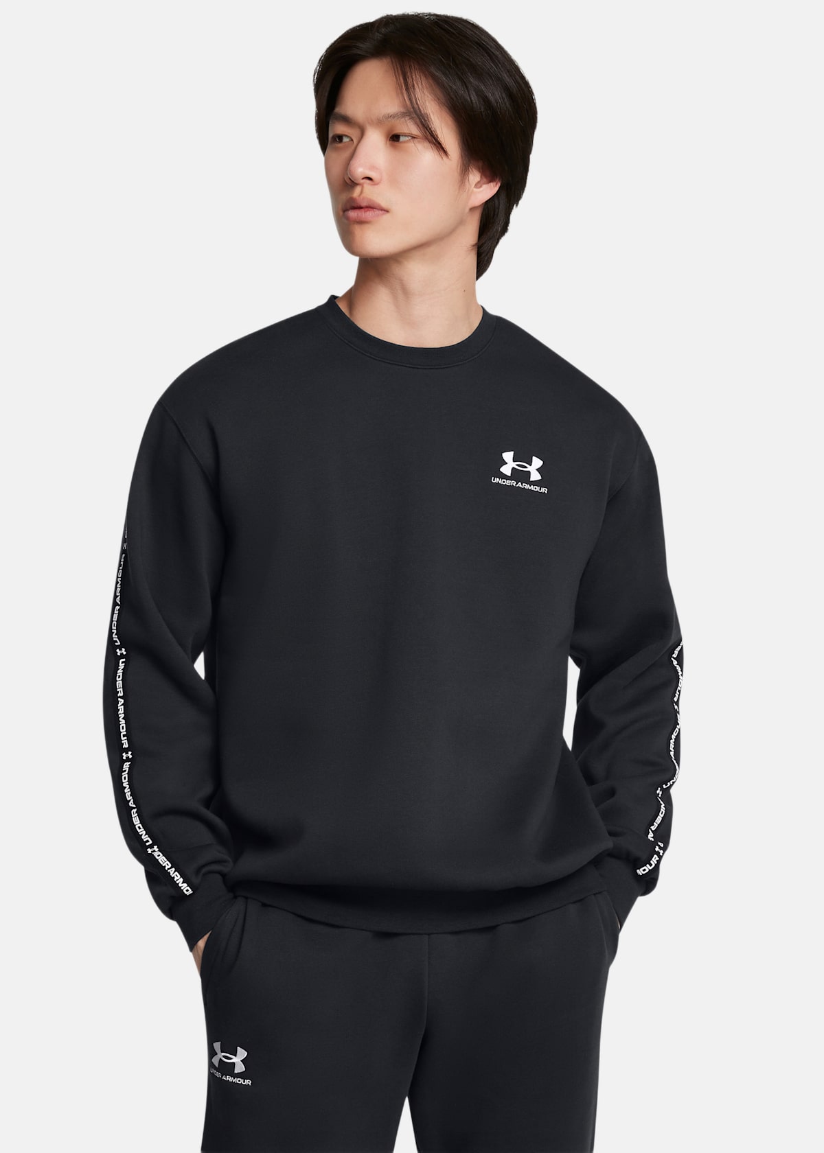 UA Icon Fleece Crew Taping |  - sv-se - herr - klader - trojor - sweatshirts | Padelspecialisterna