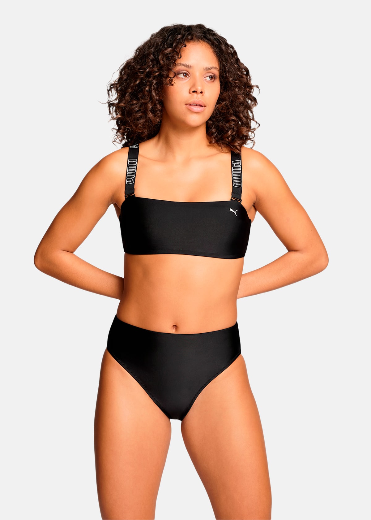 Alternativ bild 1 för Puma Bandeau Bikini Top Svart/Vit Medium Dam
