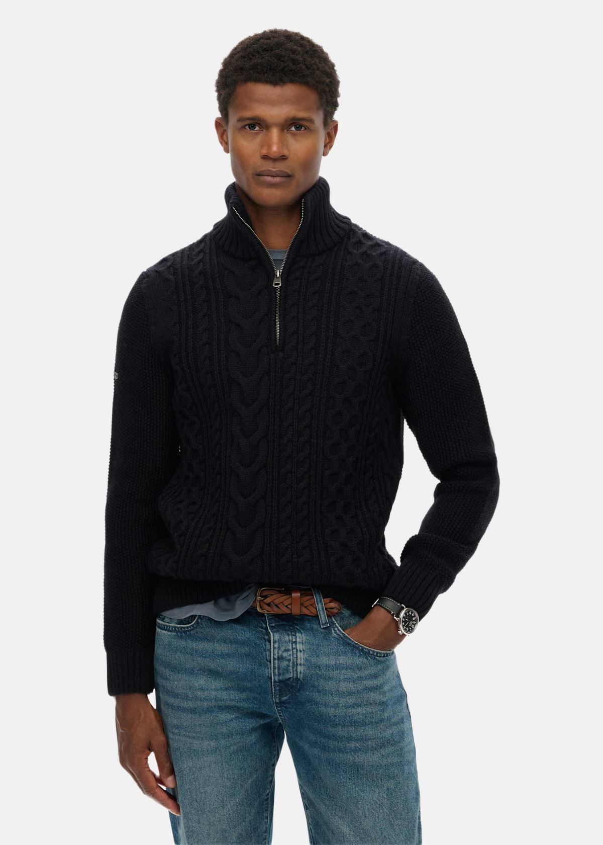 JACOB CABLE KNIT HALF ZIP |  - sv-se - herr - klader - trojor - sweatshirts | Padelspecialisterna