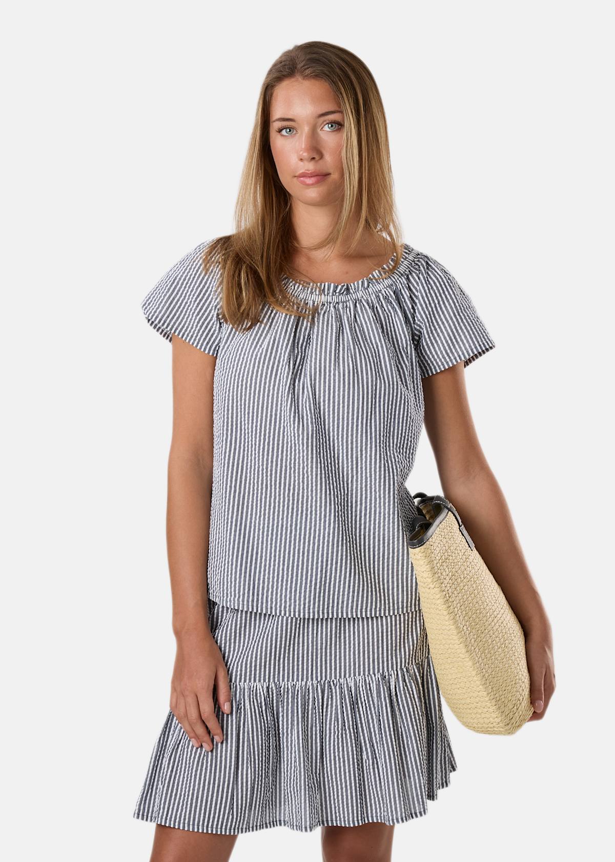 Marina Seersucker Singoalla Top |  - sv-se - dam - klader - toppar-linnen - blus - kortarmade-blusar | Padelspecialisterna